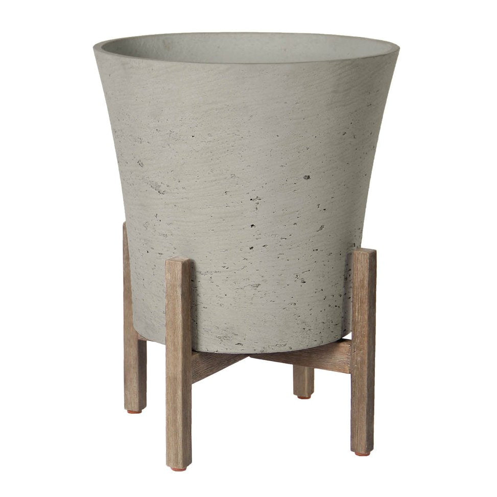 LH Home Patio Tapered Cement Outdoor Standing Pot