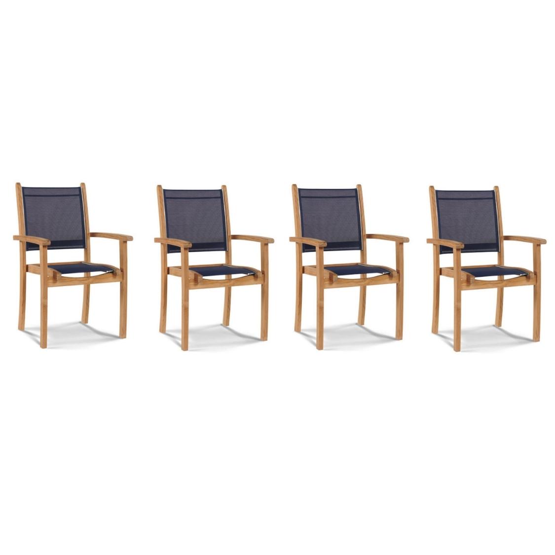 Pearl Stacking Teak Outdoor Dining Armchair (Set of 4)