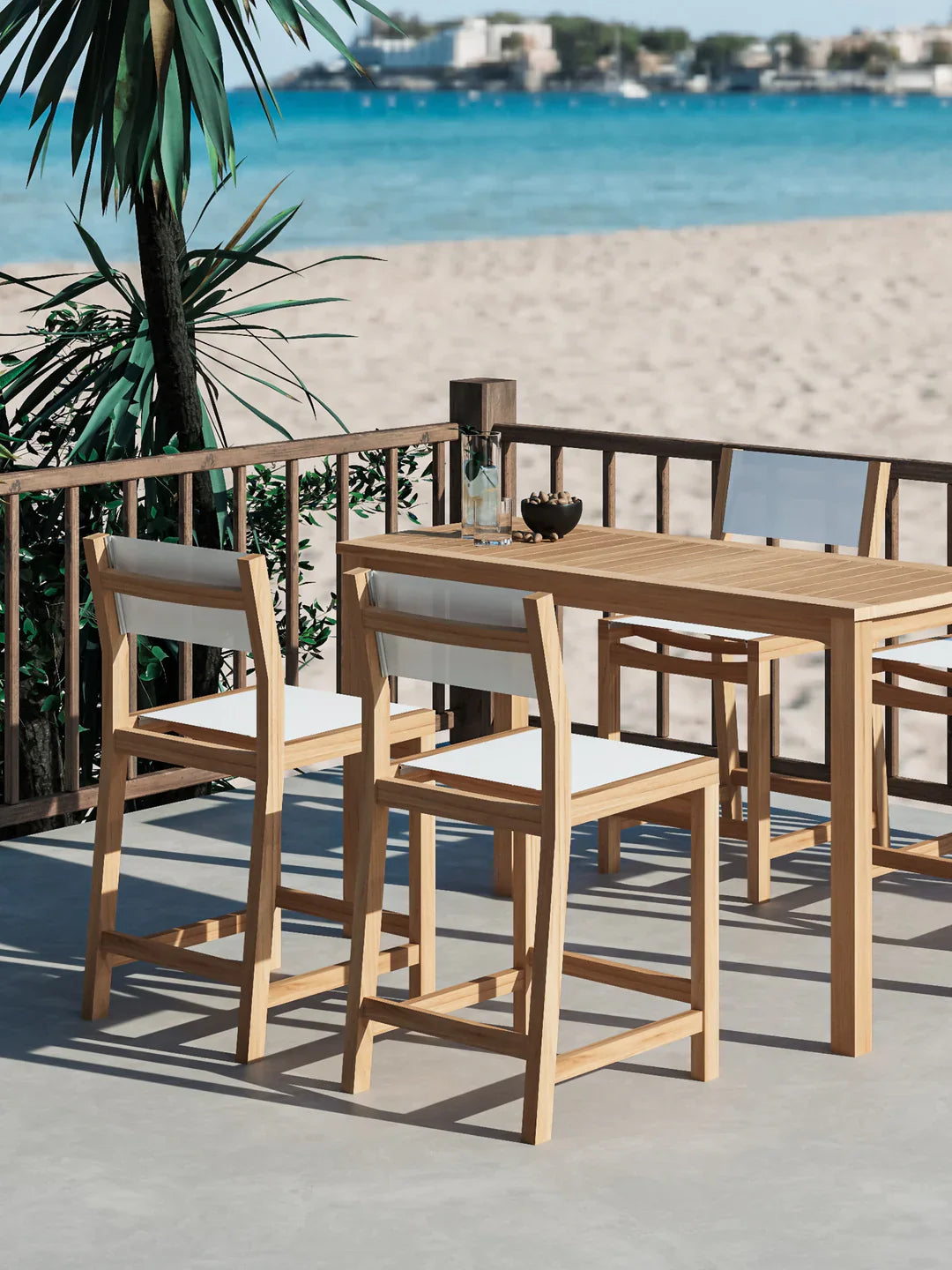 HiTeak Pearl Teak Outdoor Counter Height Stool