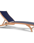 HiTeak Pearl Teak Outdoor Reclining Chaise Lounger Wheels