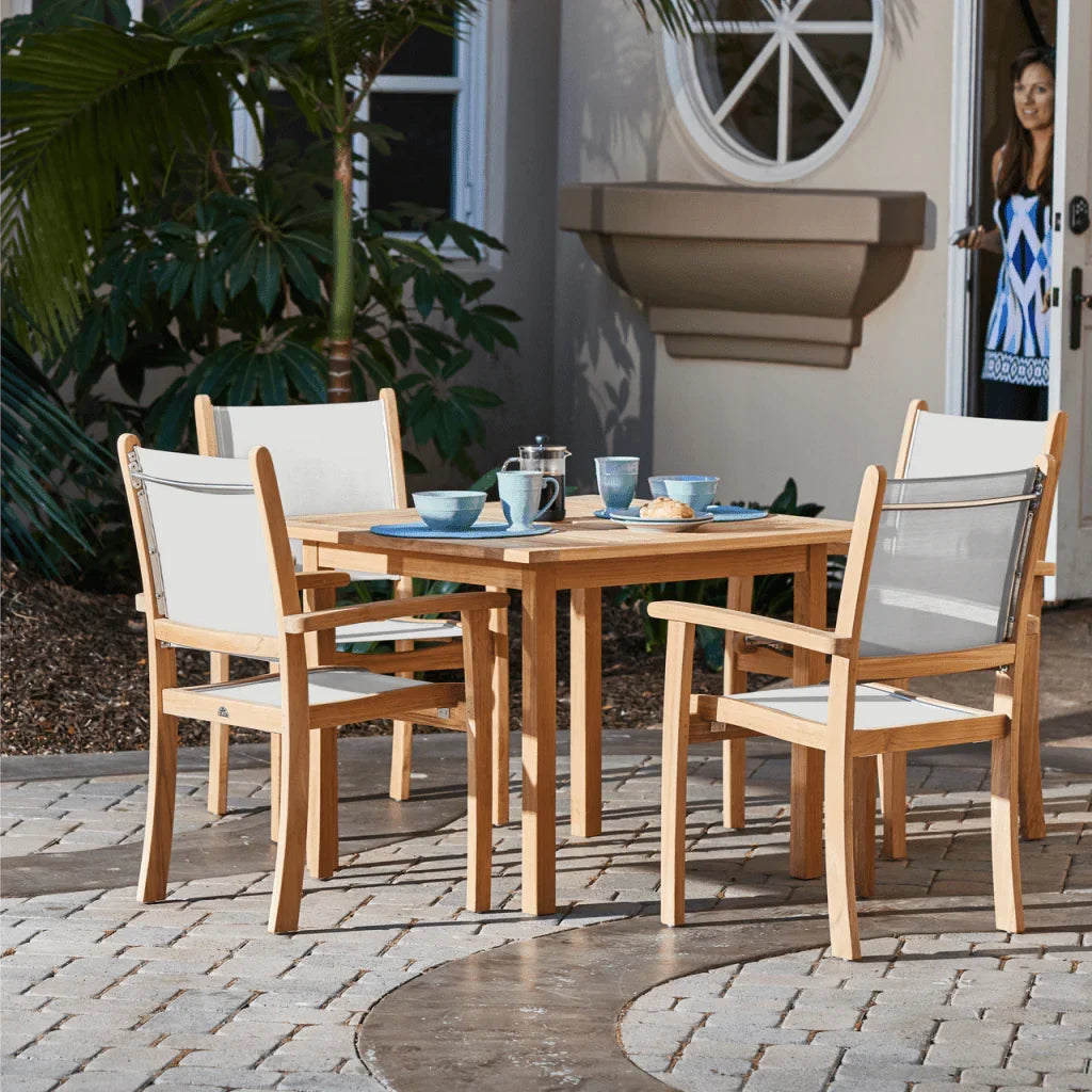 HiTeak Pearl Teak Patio Square Dining Set 5PC