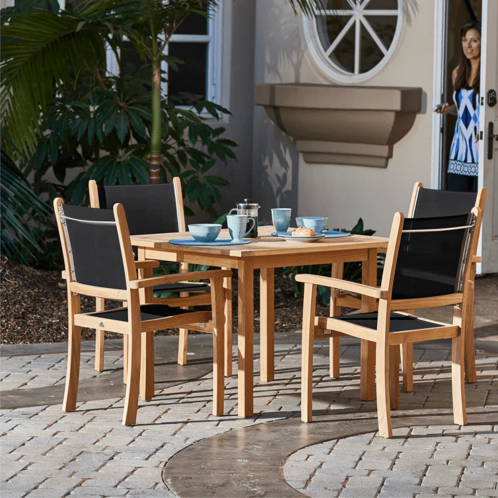 HiTeak Pearl Teak Patio Square Dining Set 5PC