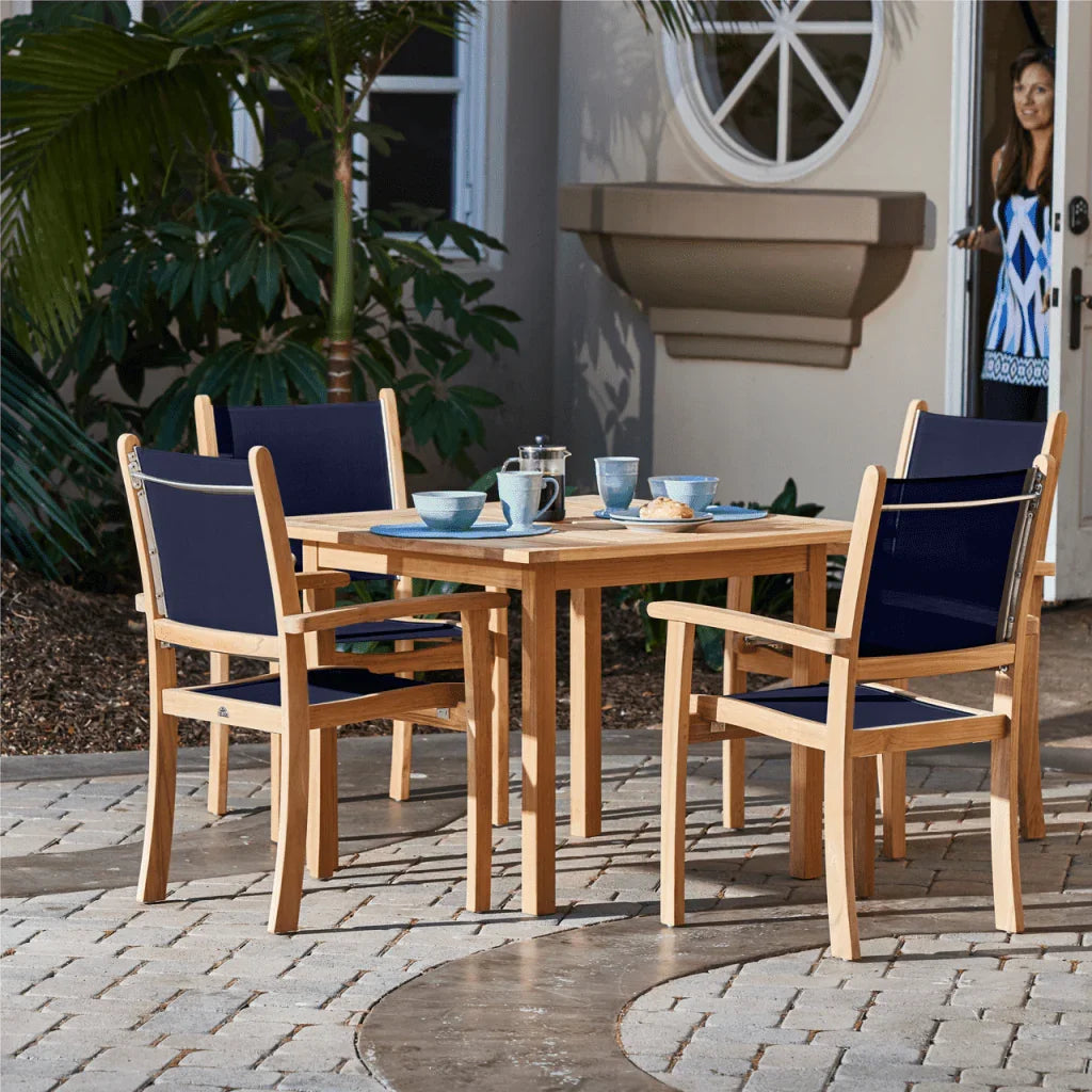 HiTeak Pearl Teak Patio Square Dining Set 5PC
