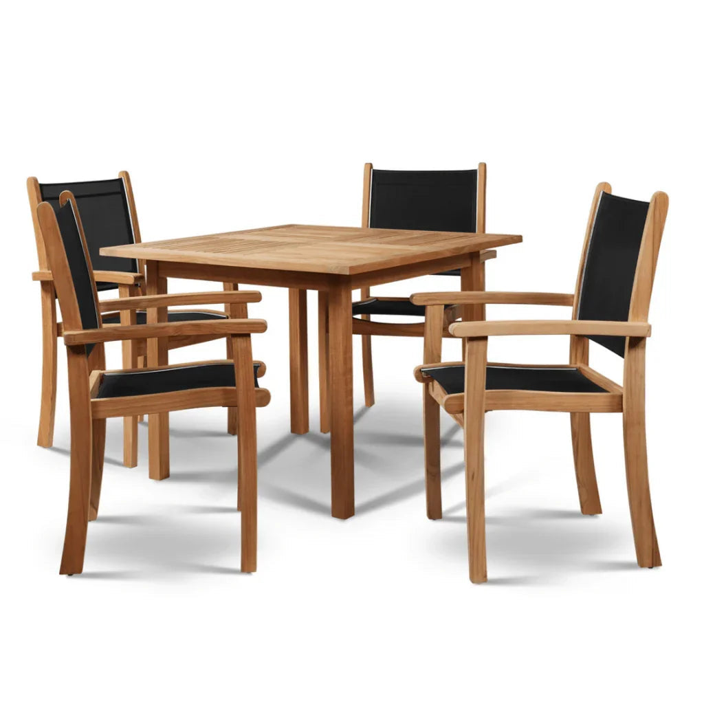 HiTeak Pearl Teak Patio Square Dining Set 5PC