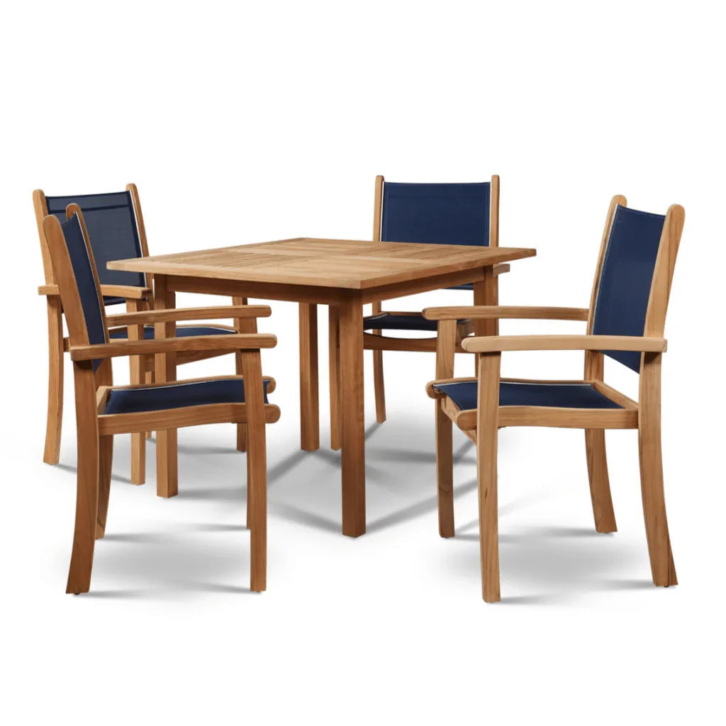 HiTeak Pearl Teak Patio Square Dining Set 5PC