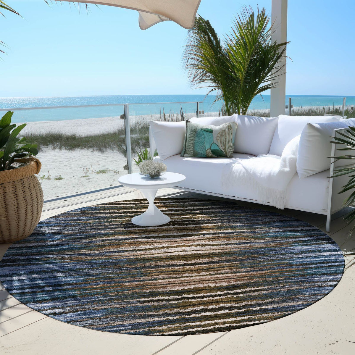 Addison Rugs Pixel Weave Blue Washable Indoor-Outdoor Rug