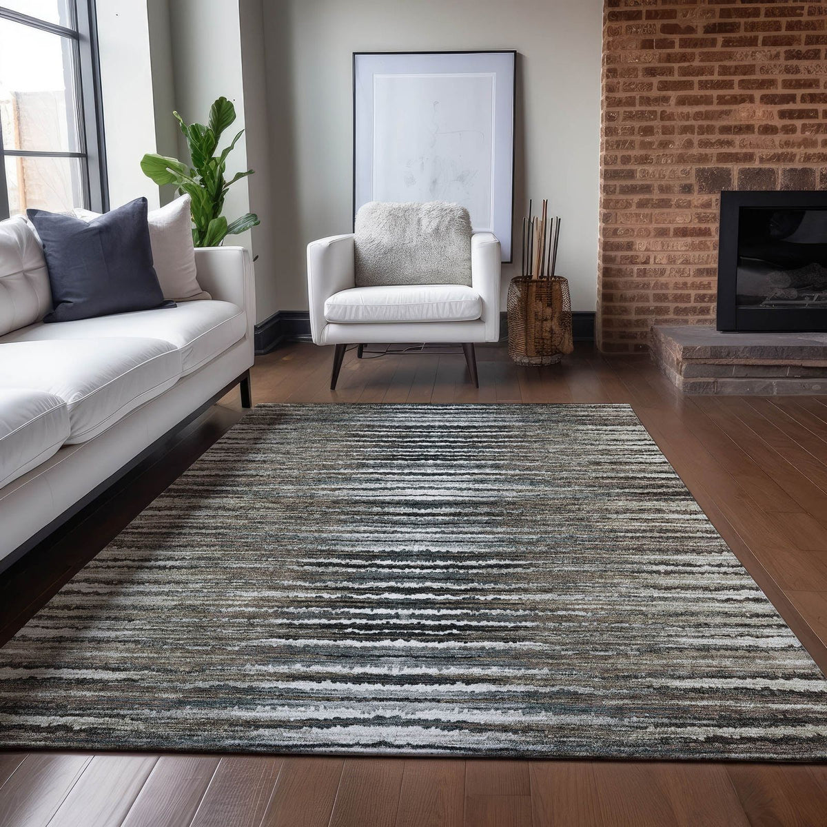 Addison Rugs Pixel Weave Brown Washable Indoor-Outdoor Rug