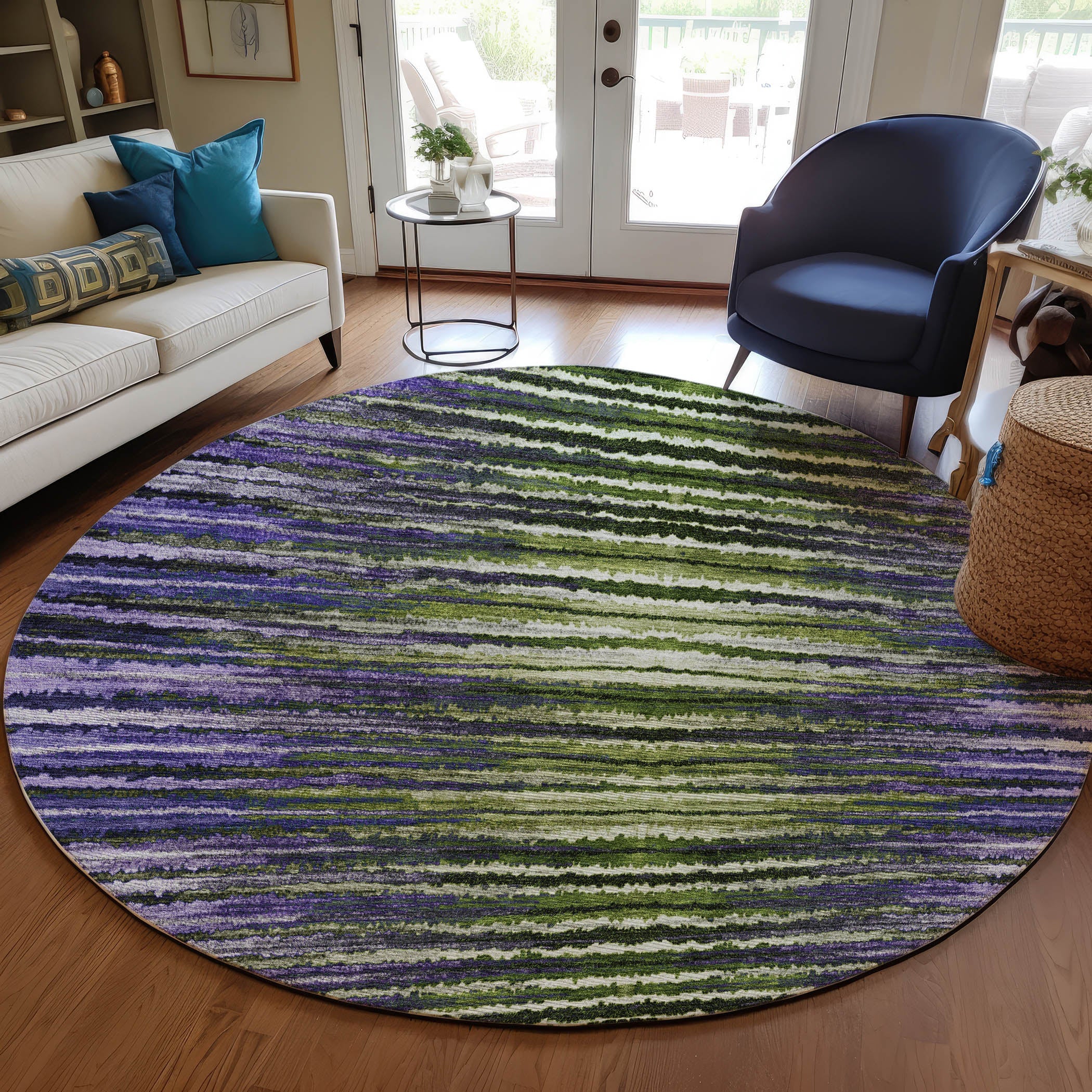 Addison Rugs Pixel Weave Purple Washable Indoor-Outdoor Rug