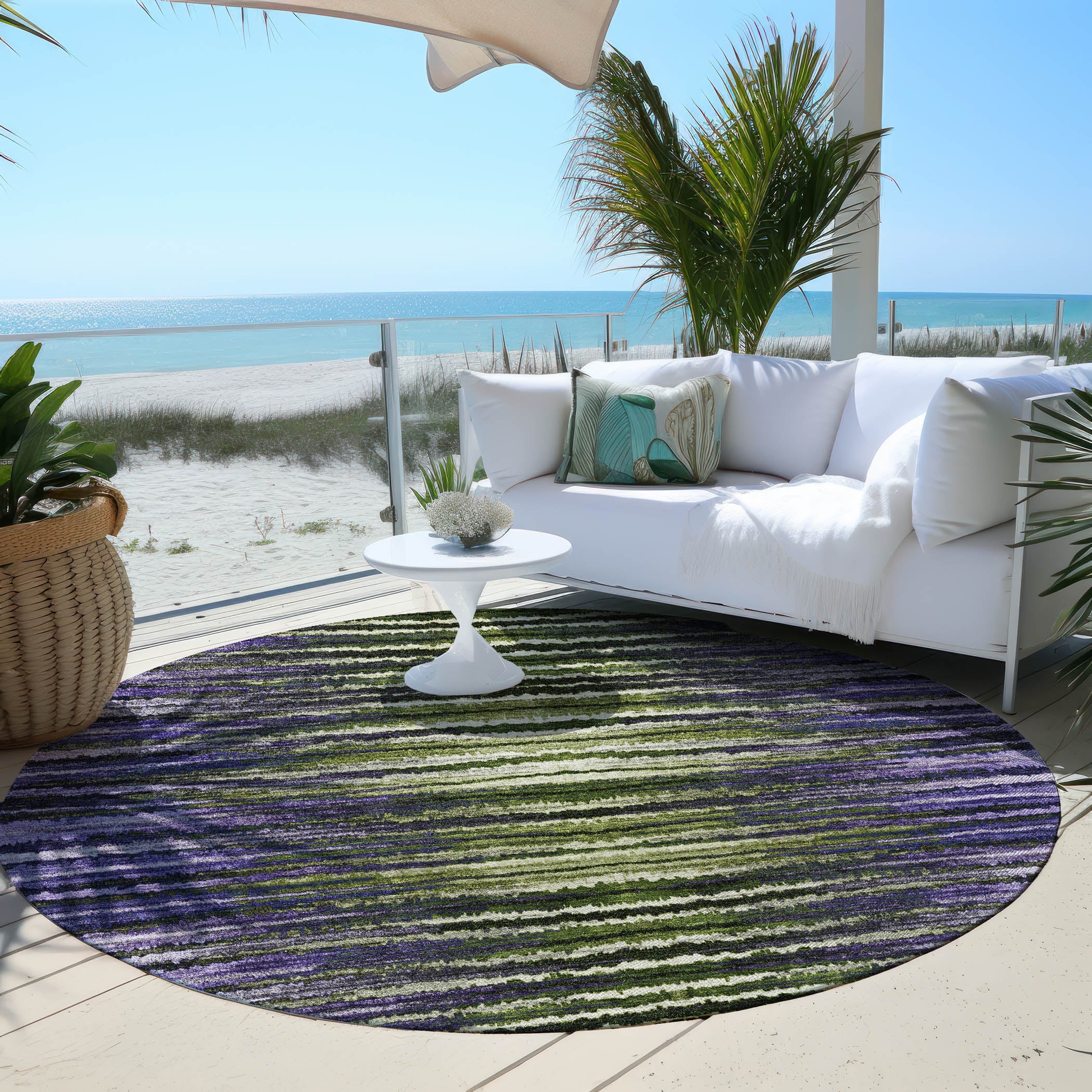 Addison Rugs Pixel Weave Purple Washable Indoor-Outdoor Rug