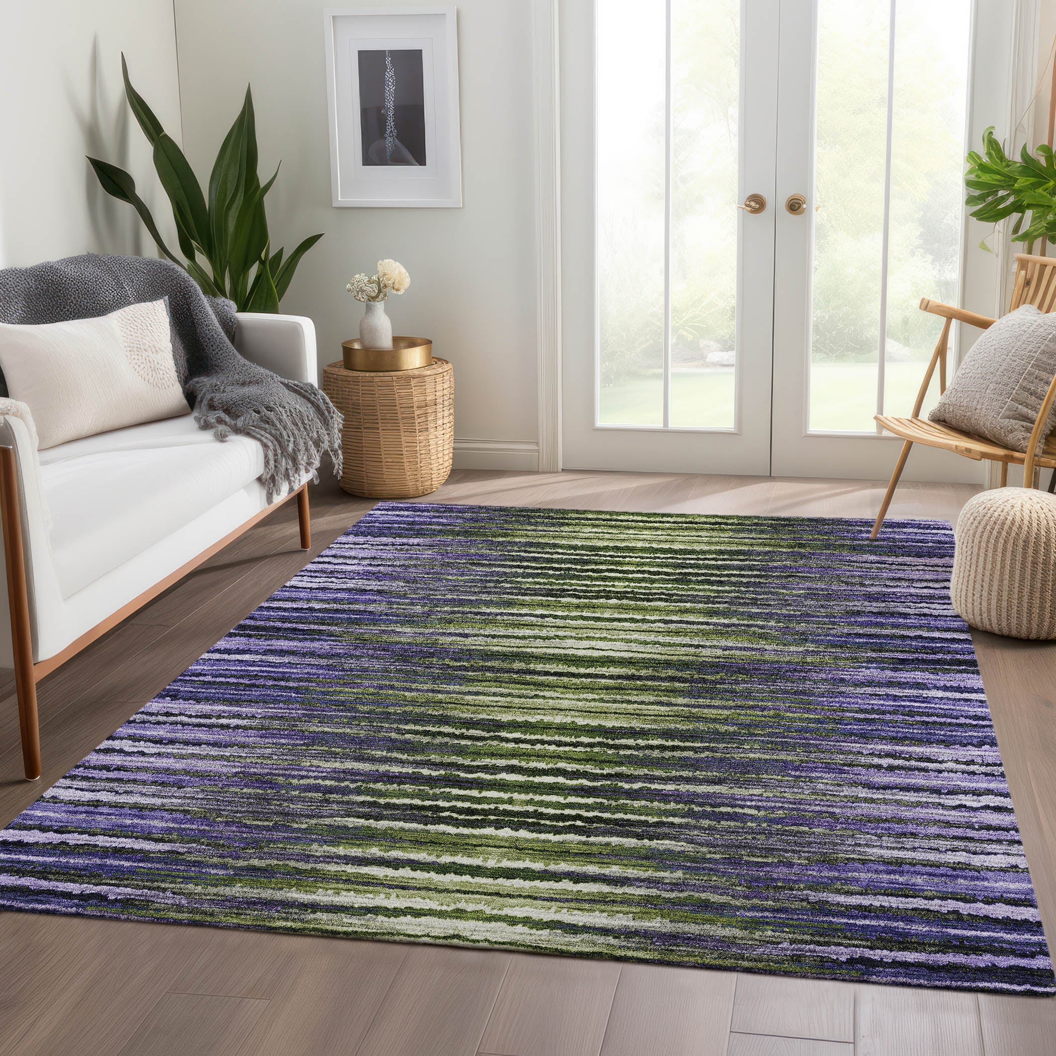Addison Rugs Pixel Weave Purple Washable Indoor-Outdoor Rug