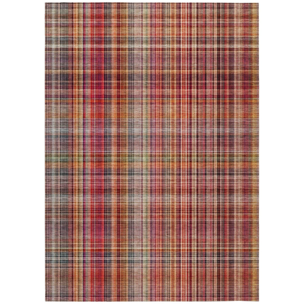 Addison Rugs Plaid Red Washable Indoor-Outdoor Rug