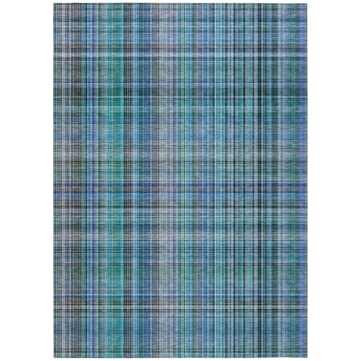 Addison Rugs Plaid Teal Washable Indoor-Outdoor Rug