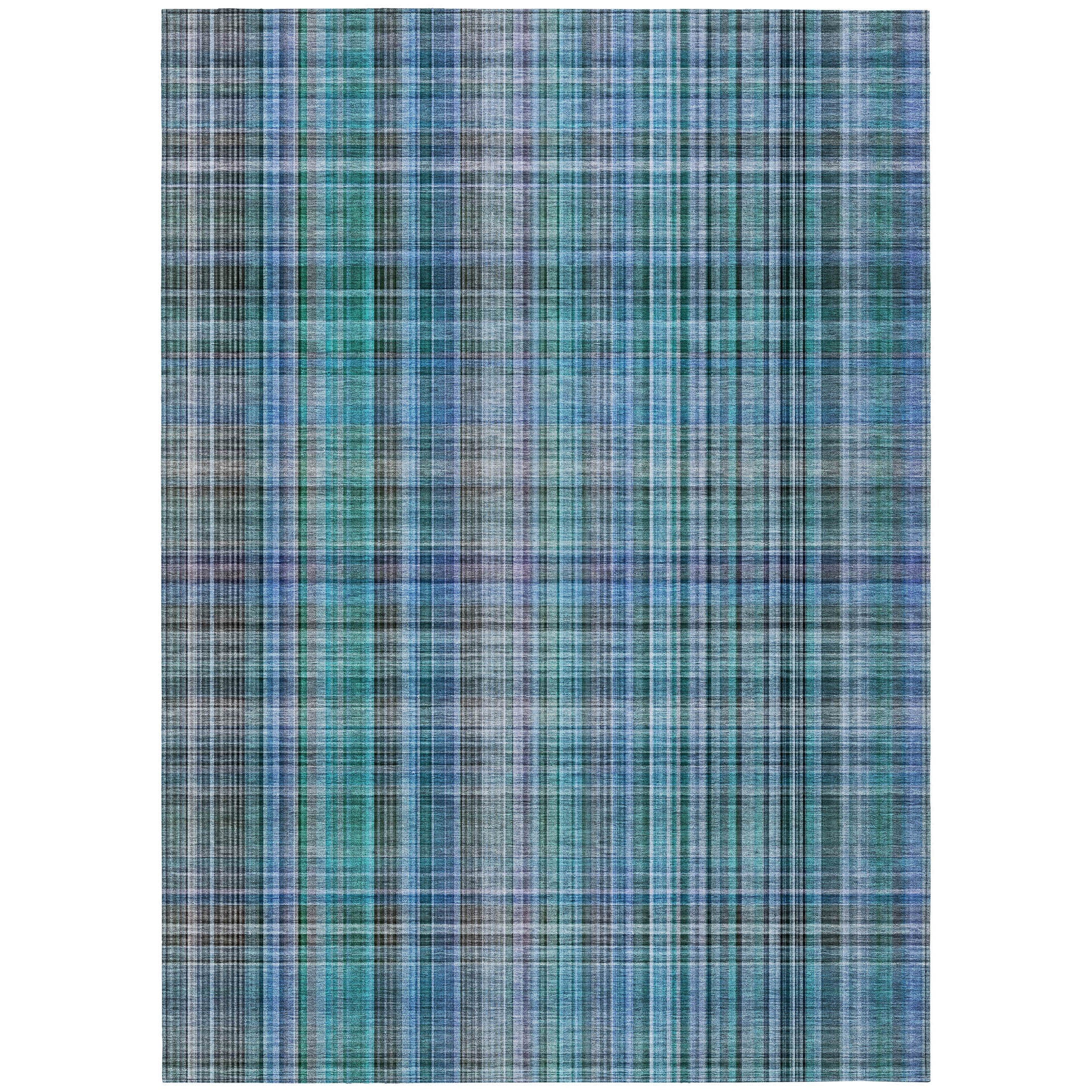 Addison Rugs Plaid Teal Washable Indoor-Outdoor Rug