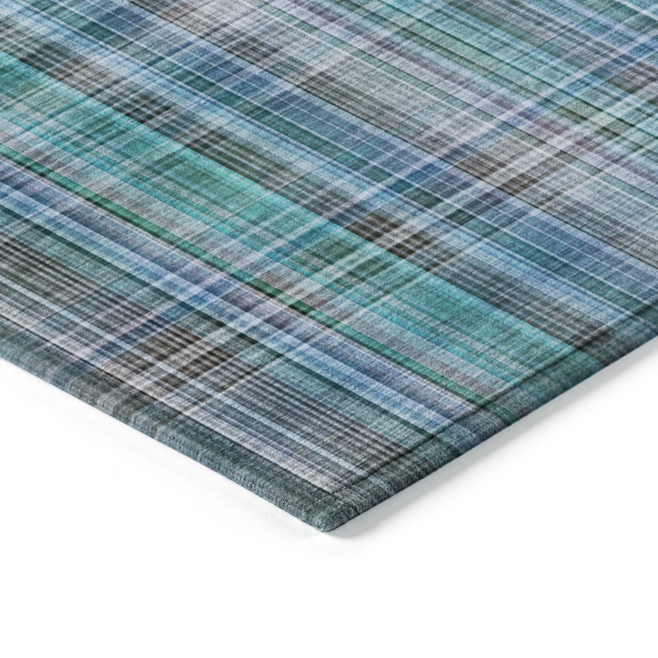 Addison Rugs Plaid Teal Washable Indoor-Outdoor Rug