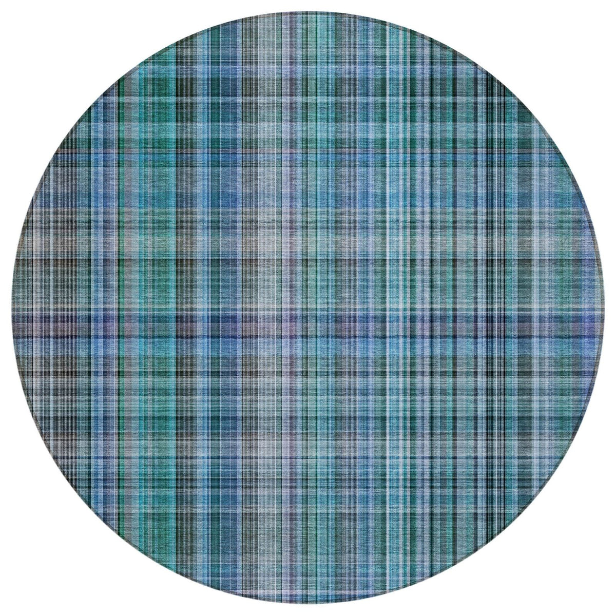 Addison Rugs Plaid Teal Washable Indoor-Outdoor Rug