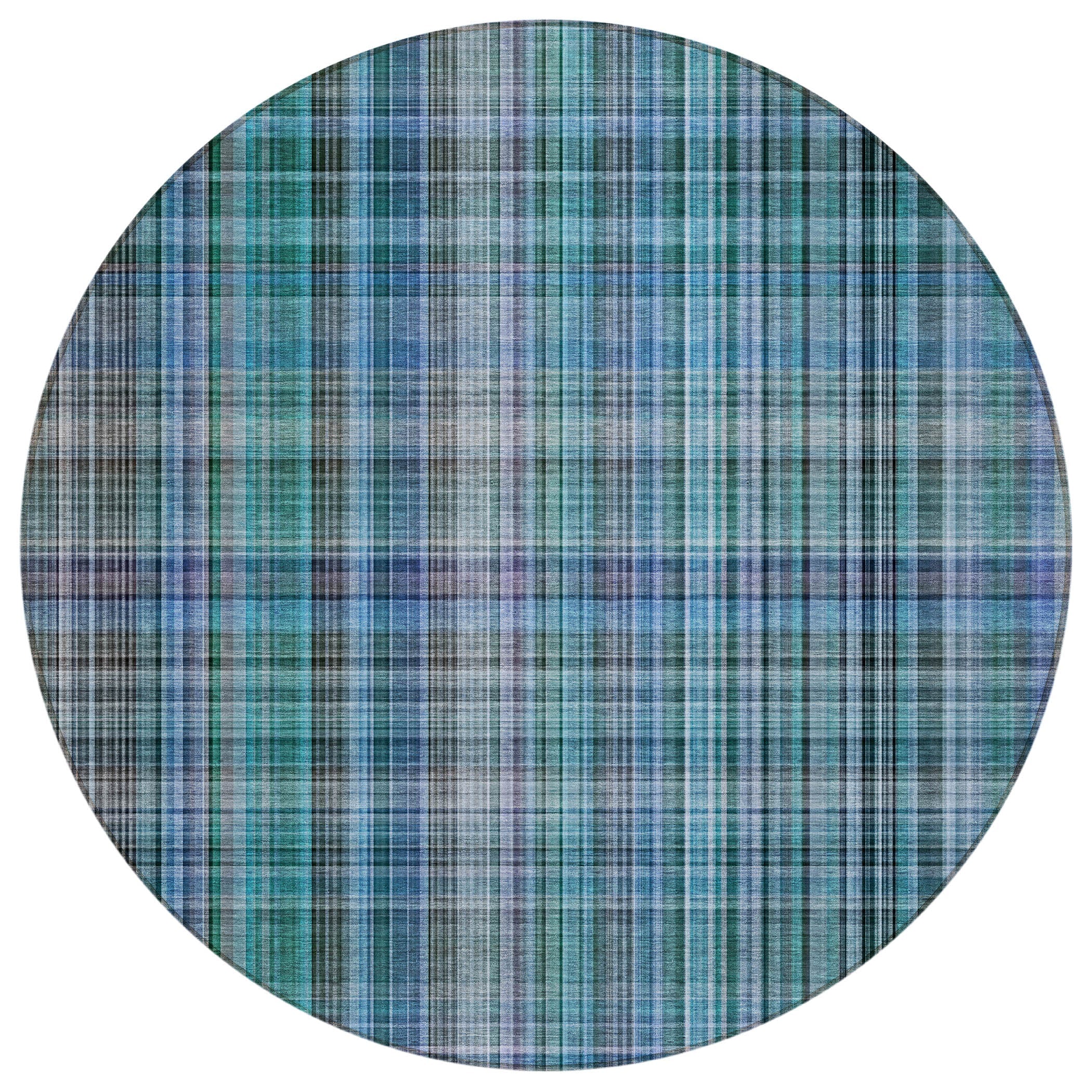 Addison Rugs Plaid Teal Washable Indoor-Outdoor Rug