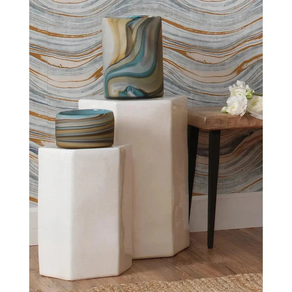 Jamie Young Porto Ceramic Hexagon Outdoor Side Table