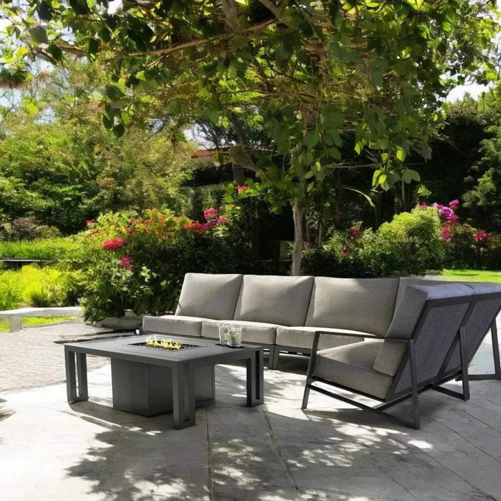 Castelle Prism Sectional Sofa With Firepit Table Set 6PC