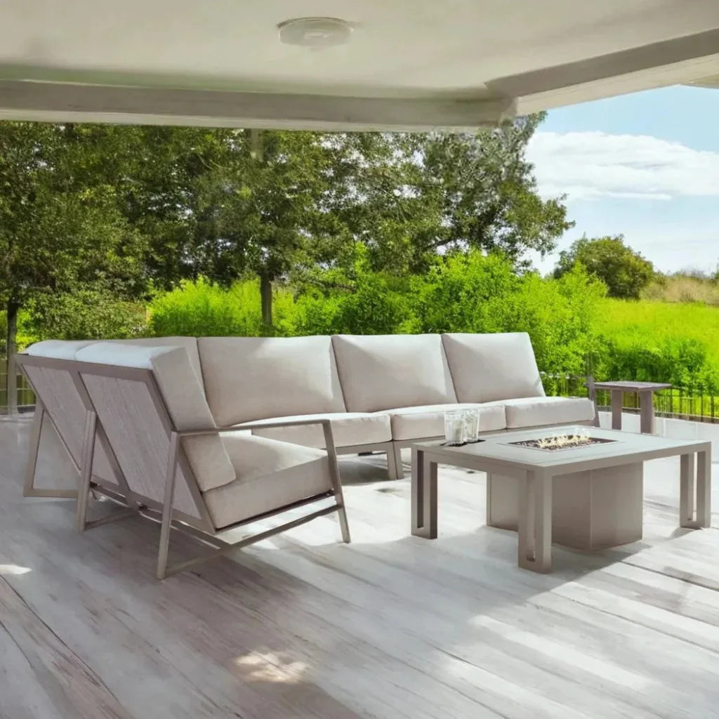 Castelle Prism Sectional Sofa With Firepit Table Set 6PC