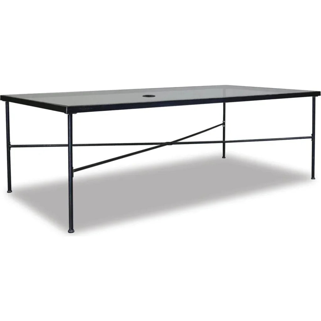 Provence Glass Top Outdoor Dining Table-Outdoor Dining Tables-Sunset West-Rectangle-LOOMLAN