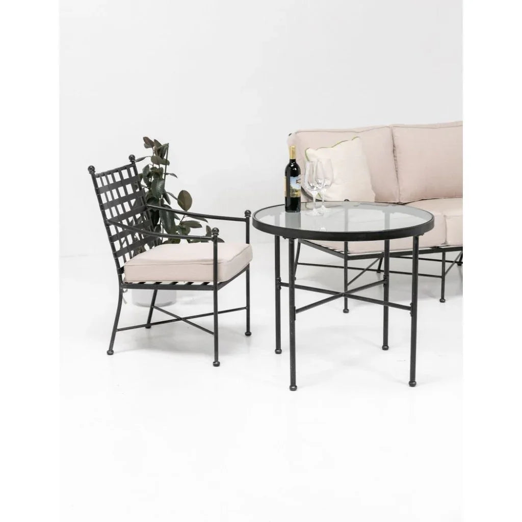 Sunset West Provence Iron Round Outdoor Bistro Table 2PC