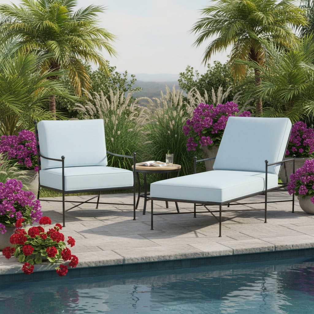 Provence Sunbrella Outdoor Lounge Chaise-Outdoor Chaises-Sunset West-LOOMLAN