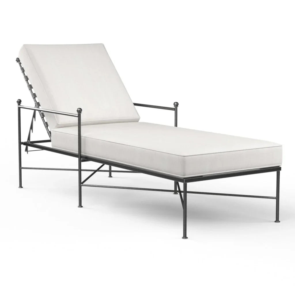 Provence Sunbrella Outdoor Lounge Chaise-Outdoor Chaises-Sunset West-Canvas Flax-LOOMLAN