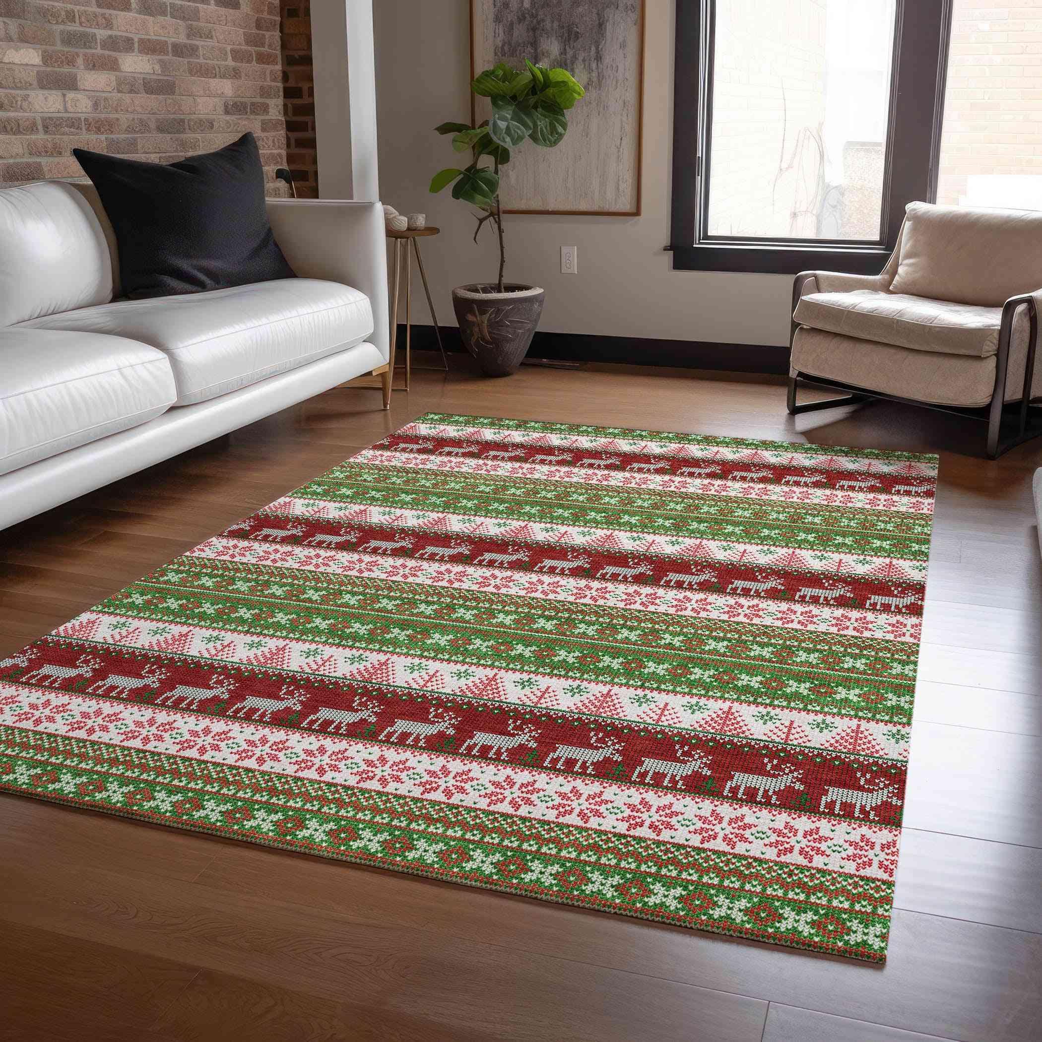 Addison Rugs Quaara Green Washable Indoor-Outdoor Rug