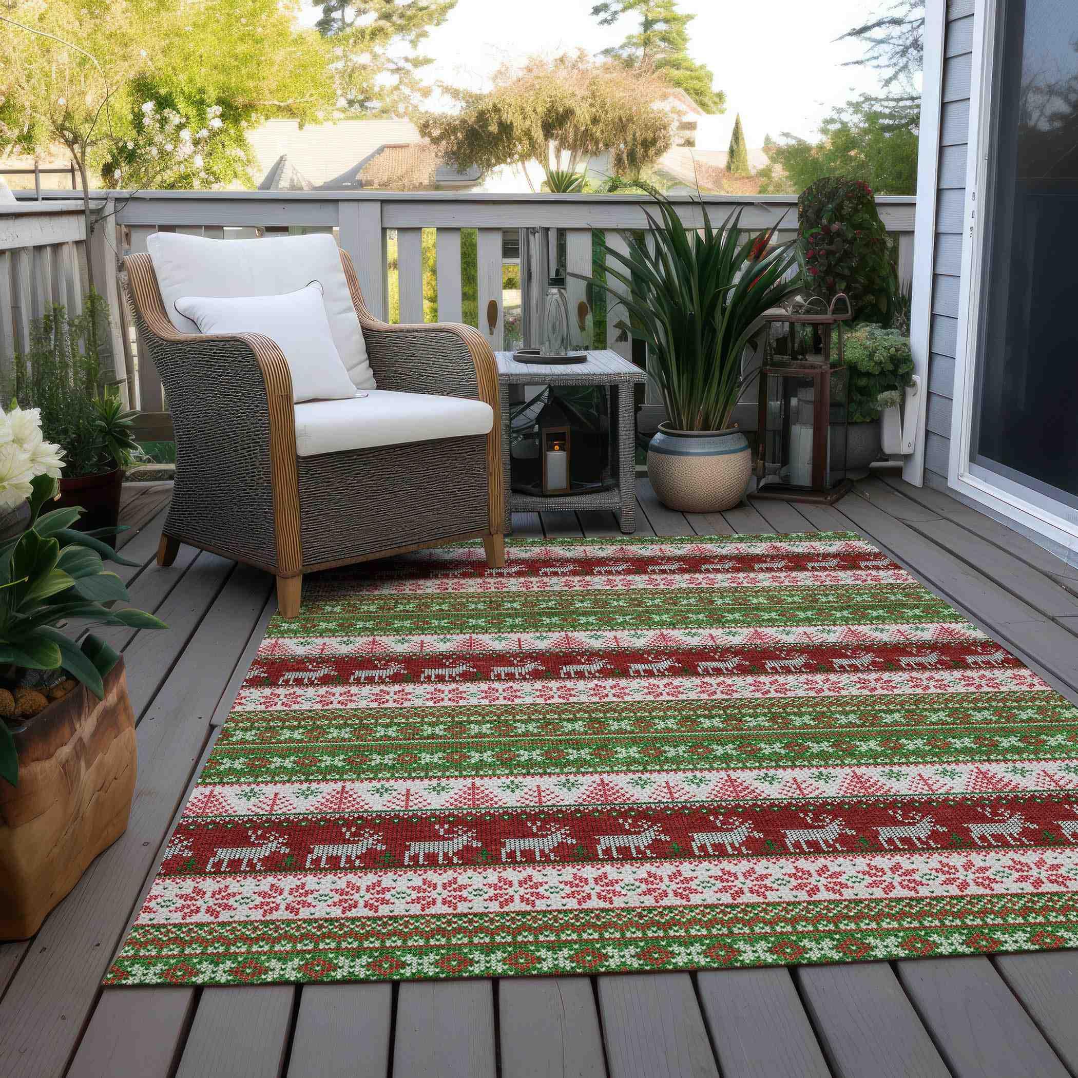 Addison Rugs Quaara Green Washable Indoor-Outdoor Rug