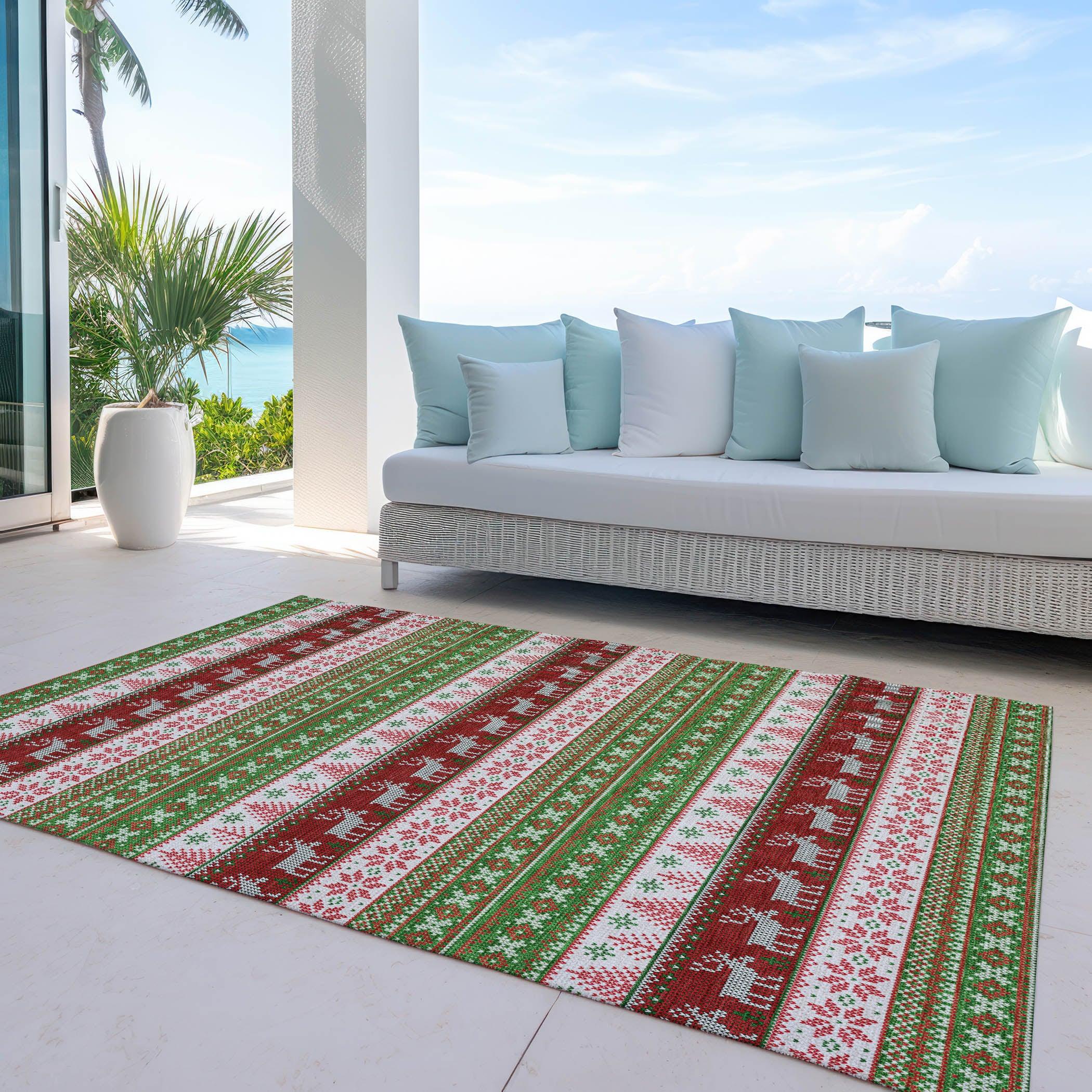 Addison Rugs Quaara Green Washable Indoor-Outdoor Rug