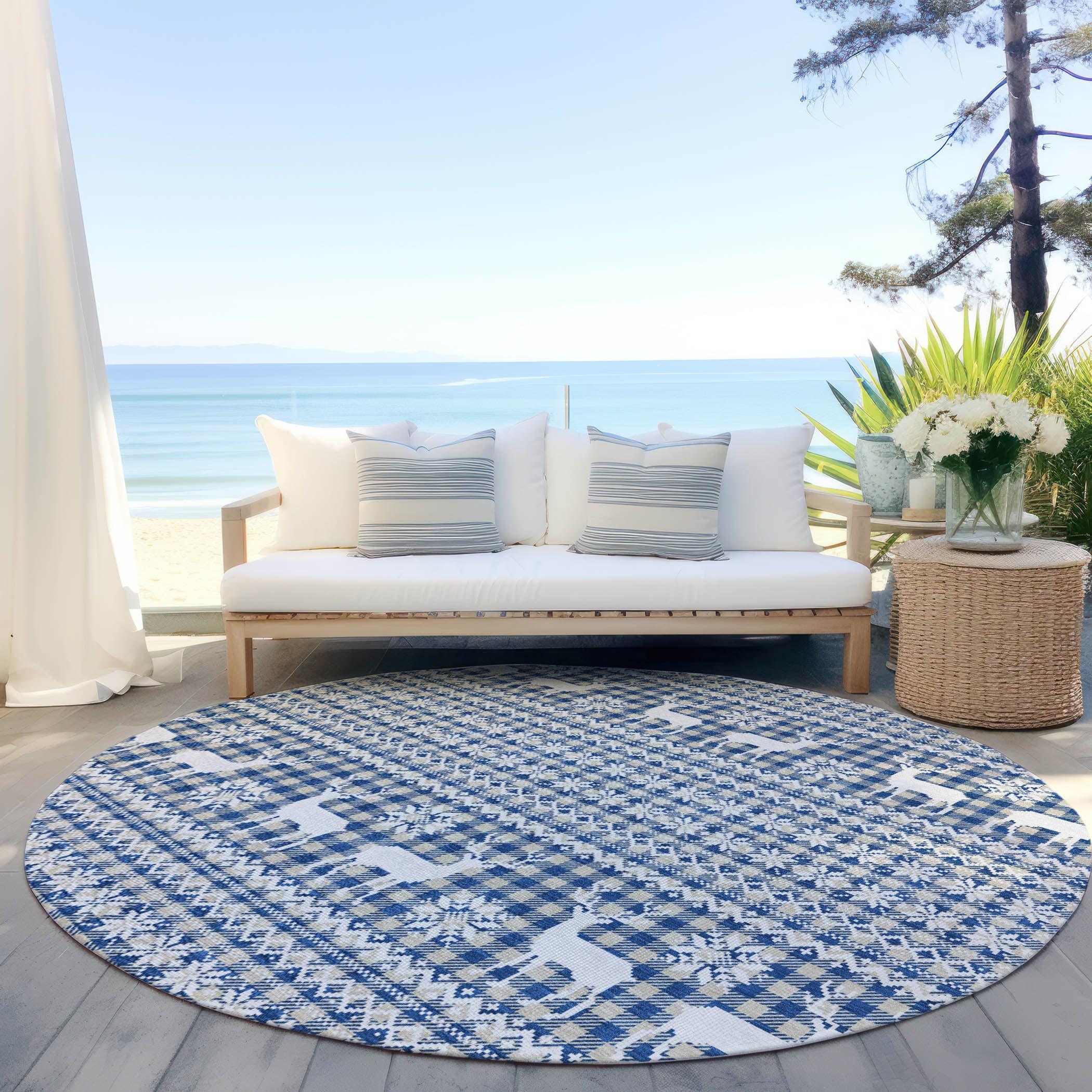 Addison Rugs Quaas Blue Washable Indoor-Outdoor Rug