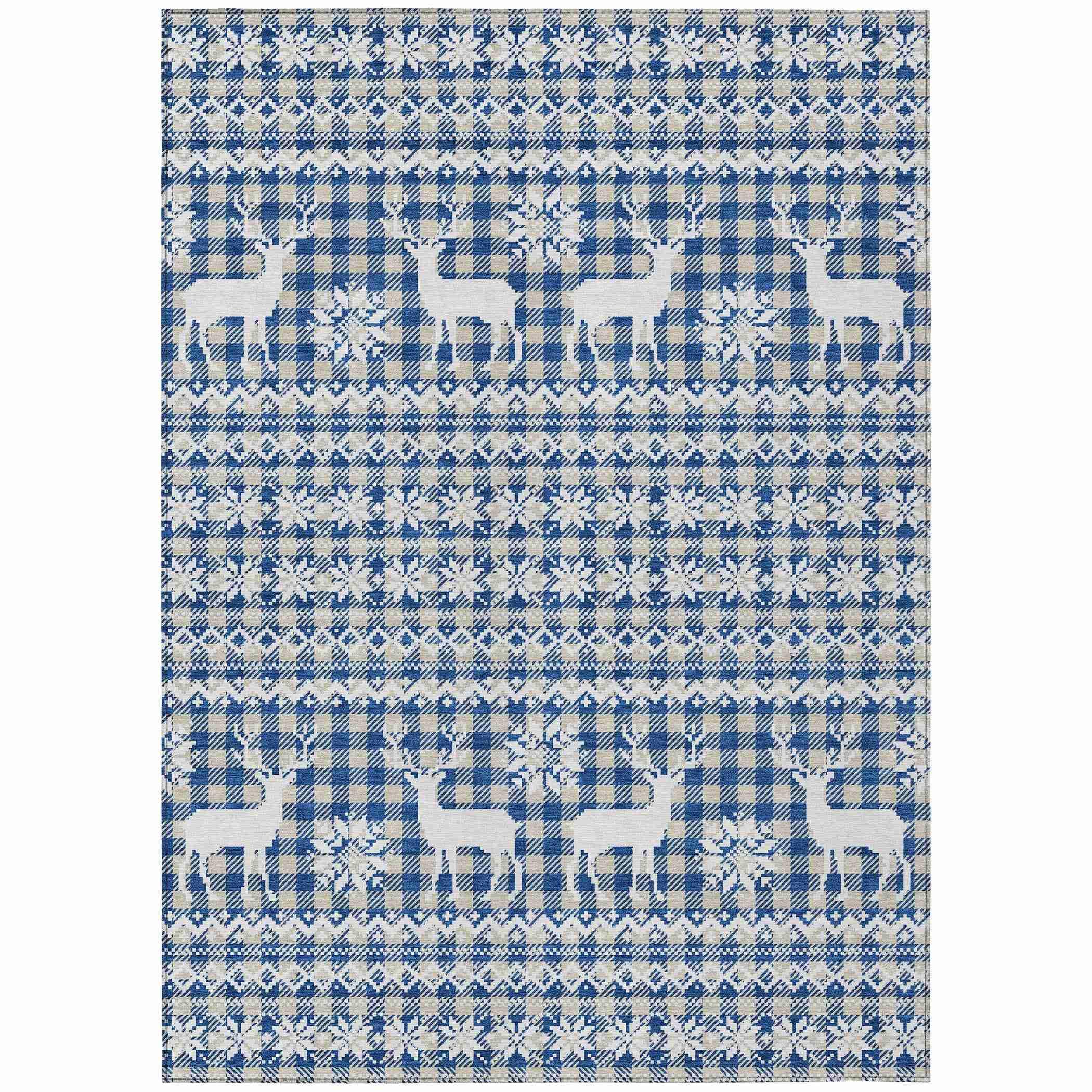 Addison Rugs Quaas Blue Washable Indoor-Outdoor Rug