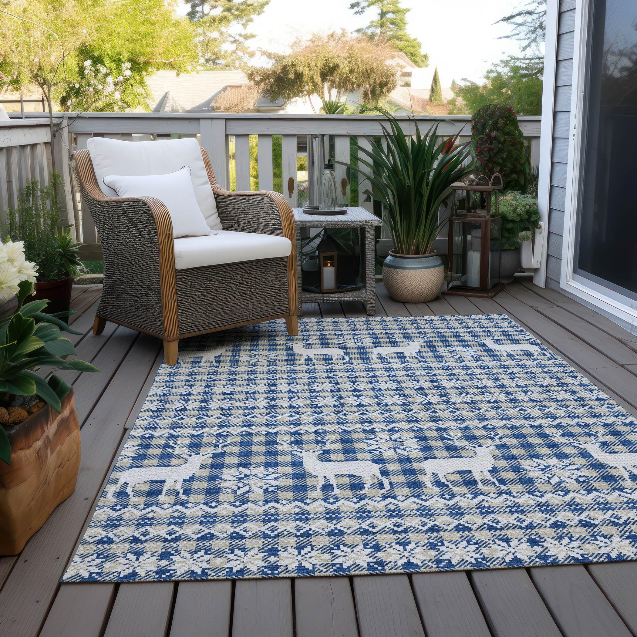 Addison Rugs Quaas Blue Washable Indoor-Outdoor Rug