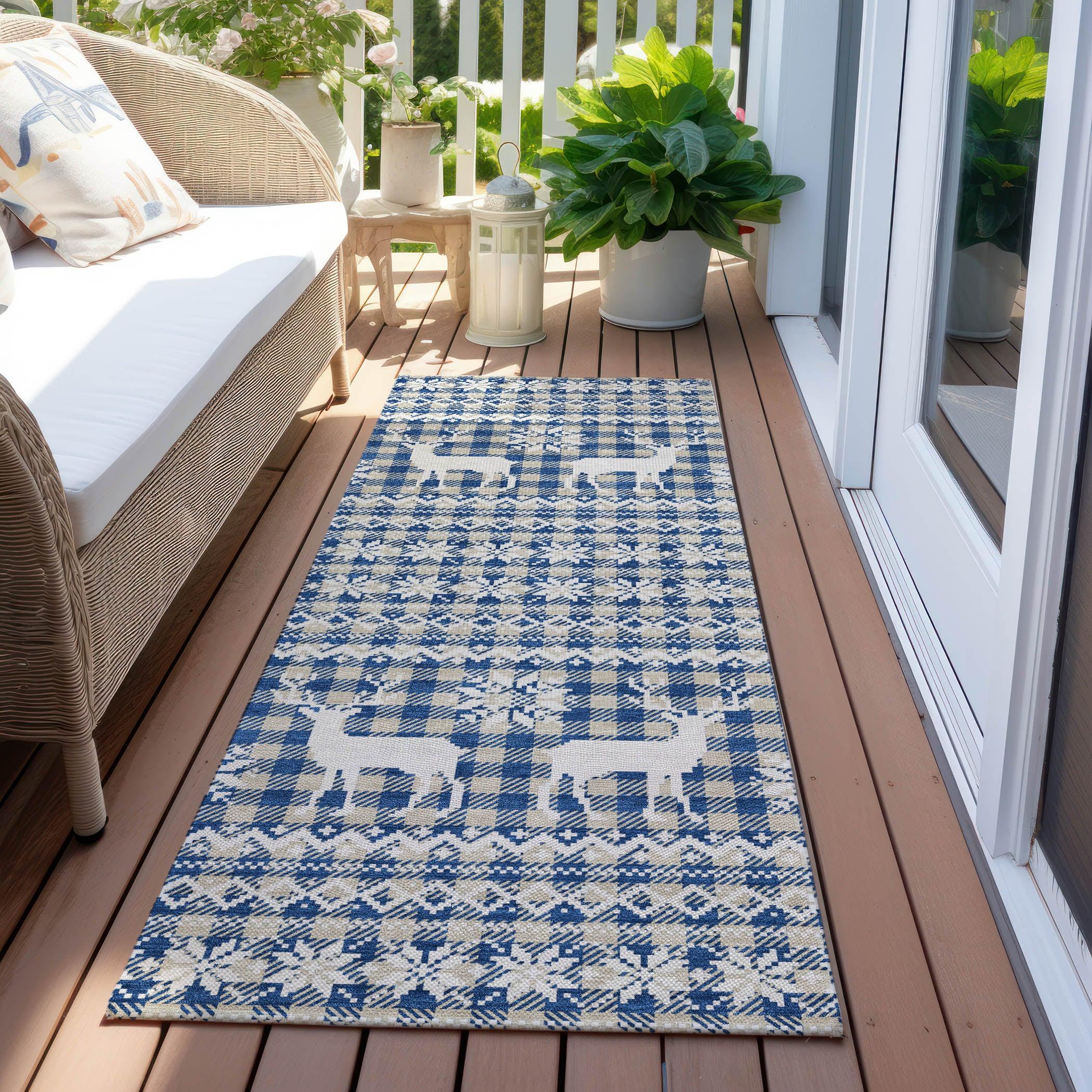 Addison Rugs Quaas Blue Washable Indoor-Outdoor Rug