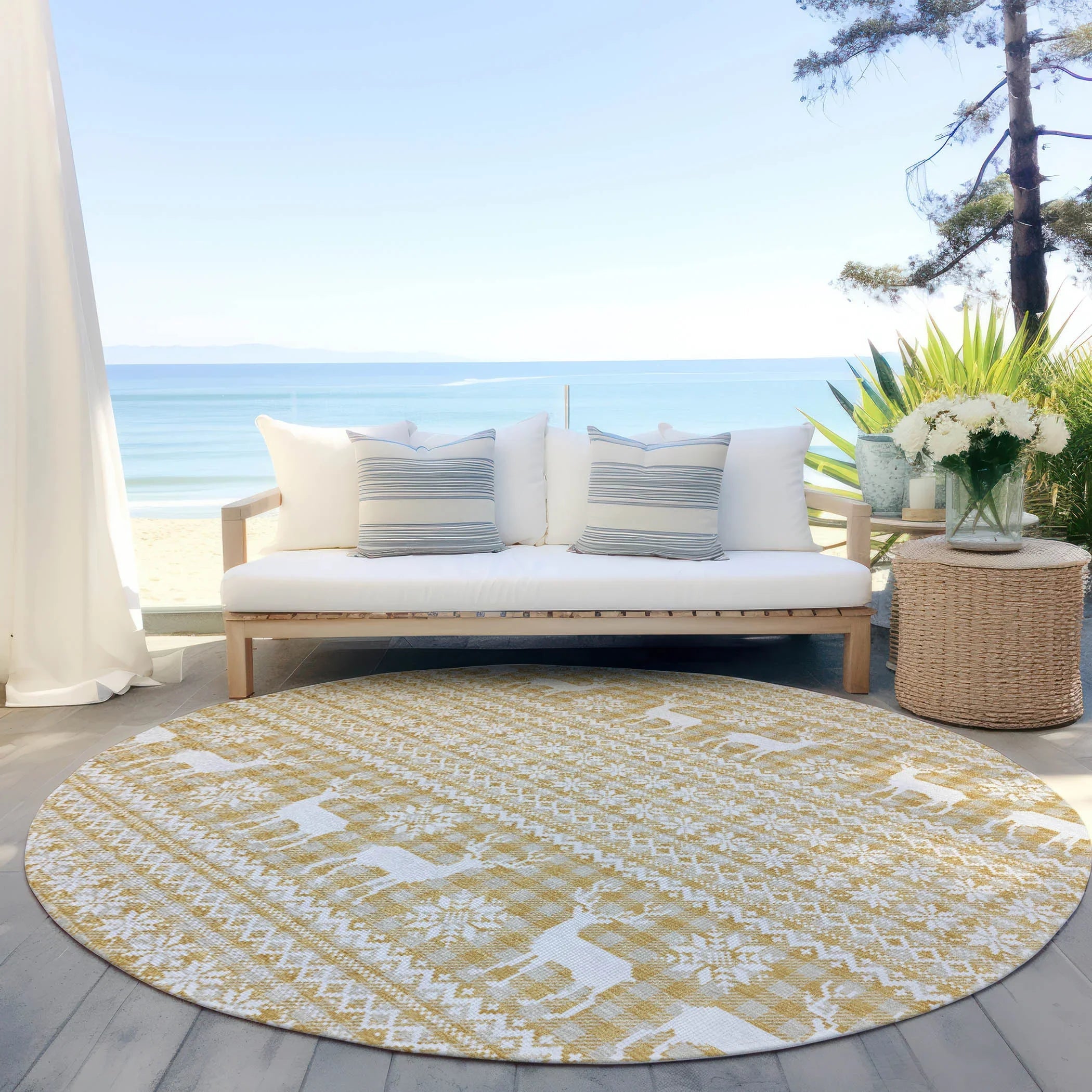 Addison Rugs Quaas Gold Washable Indoor-Outdoor Rug