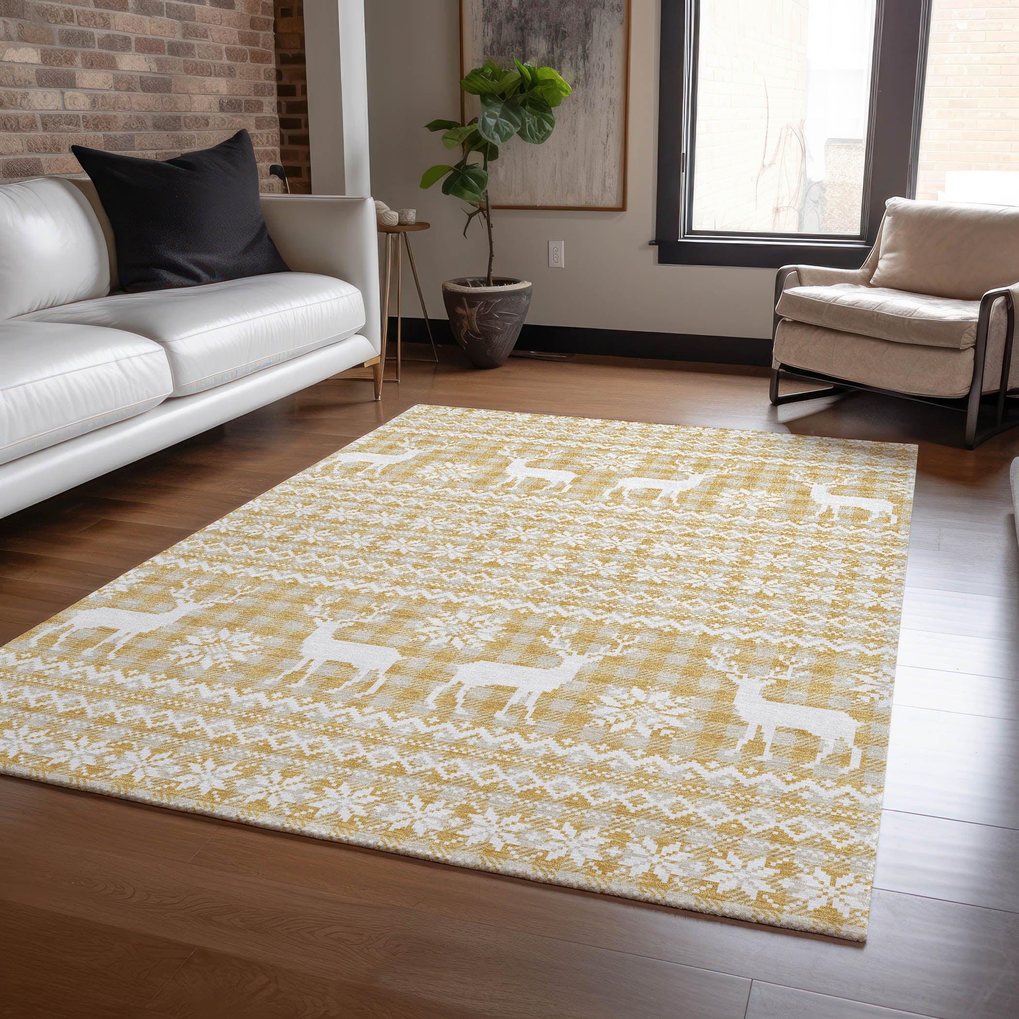 Addison Rugs Quaas Gold Washable Indoor-Outdoor Rug