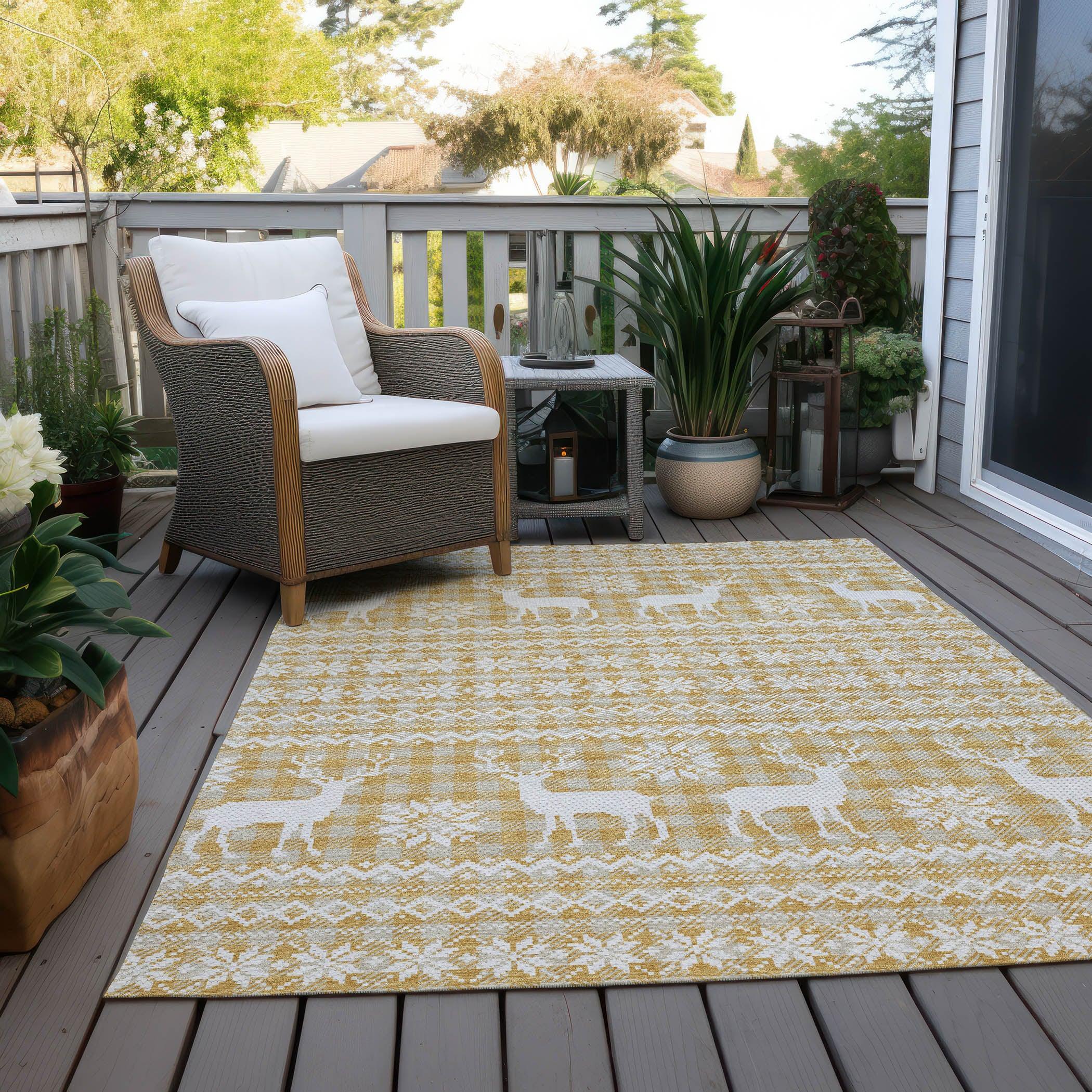 Addison Rugs Quaas Gold Washable Indoor-Outdoor Rug