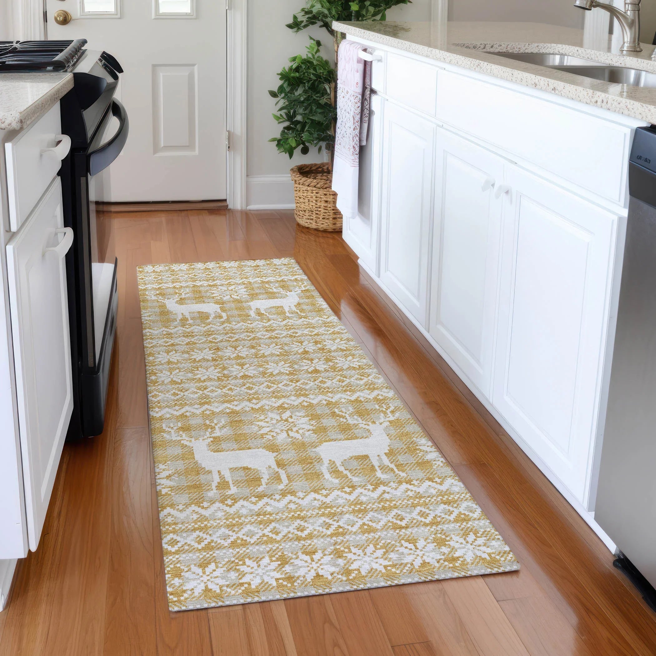 Addison Rugs Quaas Gold Washable Indoor-Outdoor Rug
