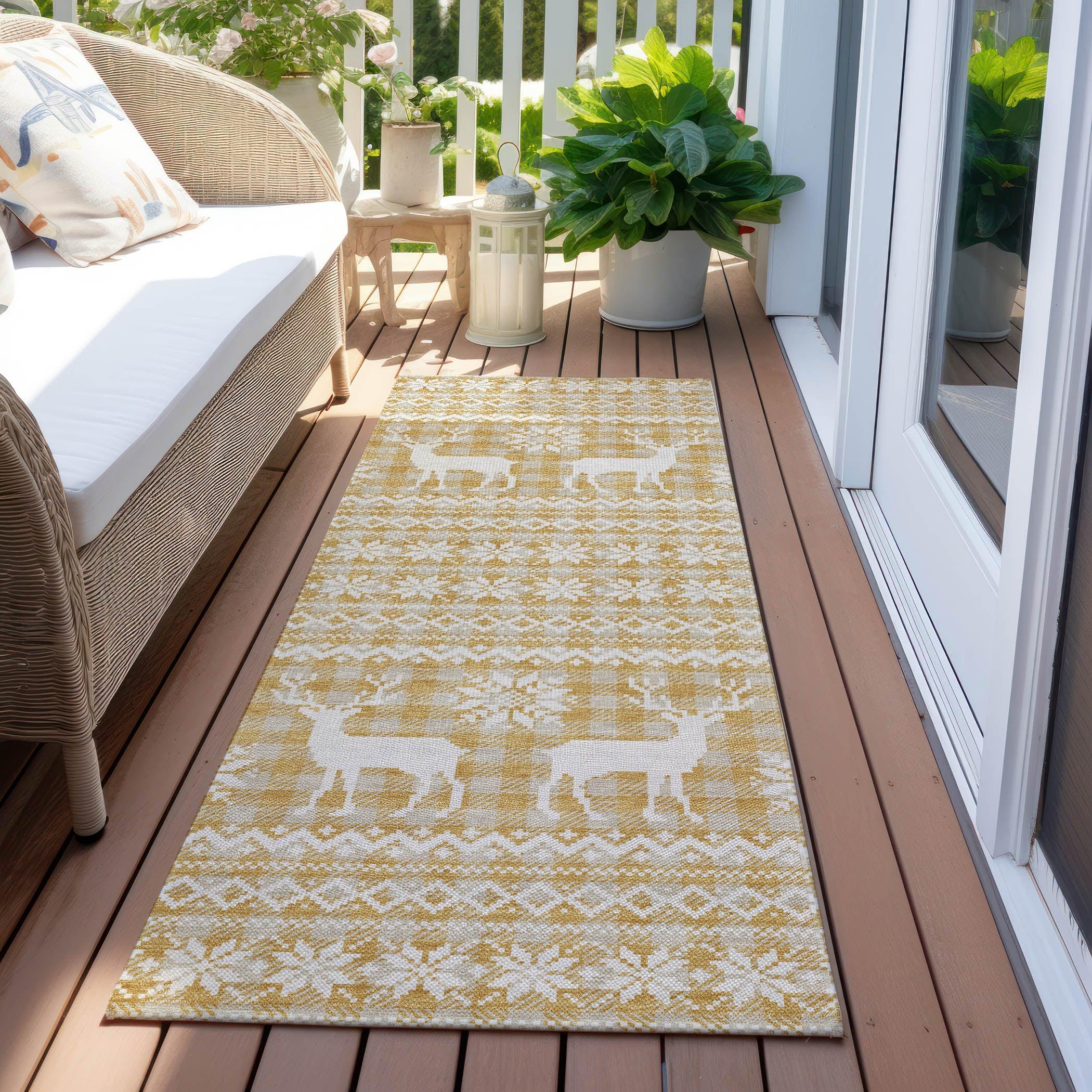 Addison Rugs Quaas Gold Washable Indoor-Outdoor Rug