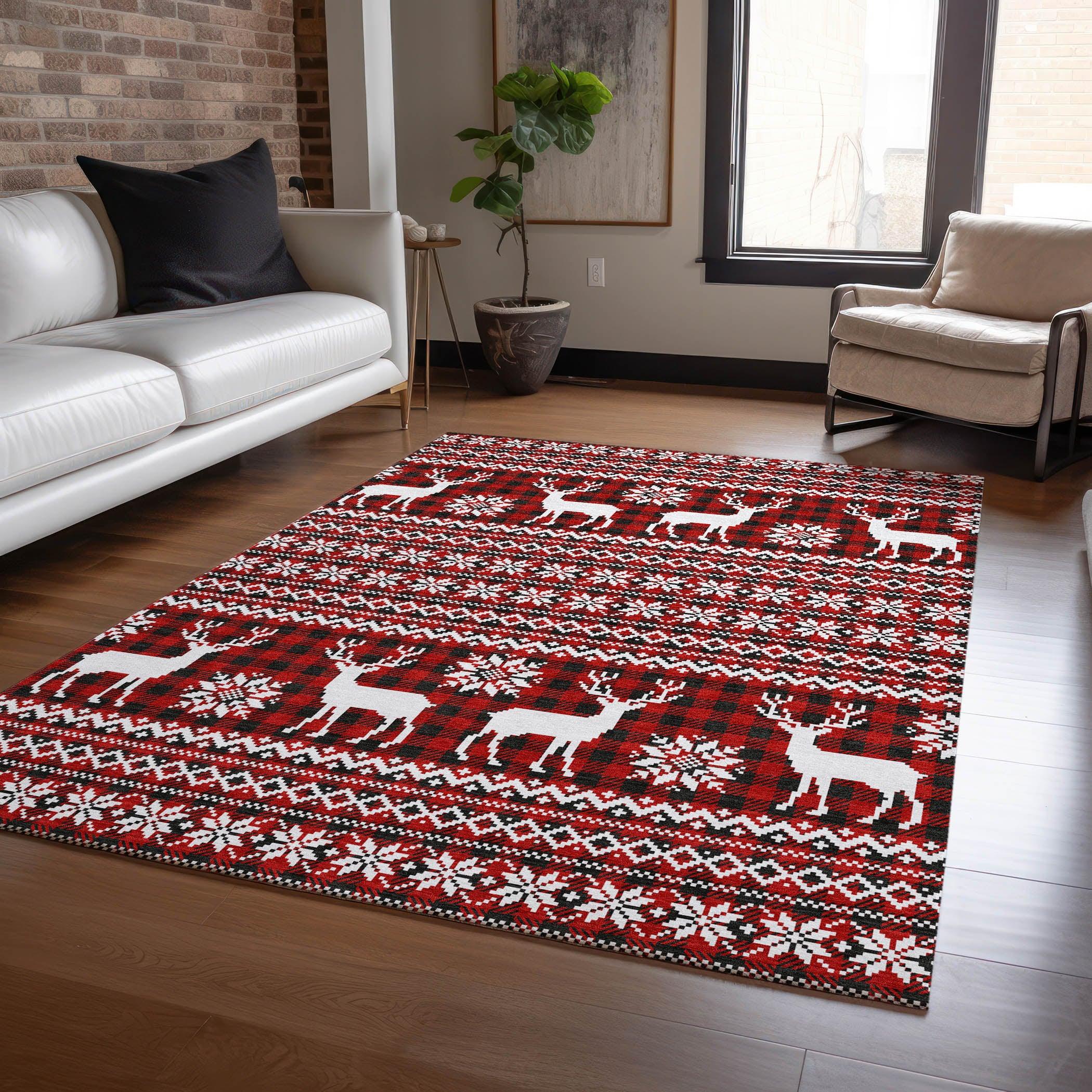 Addison Rugs Quaas Red Washable Indoor-Outdoor Rug