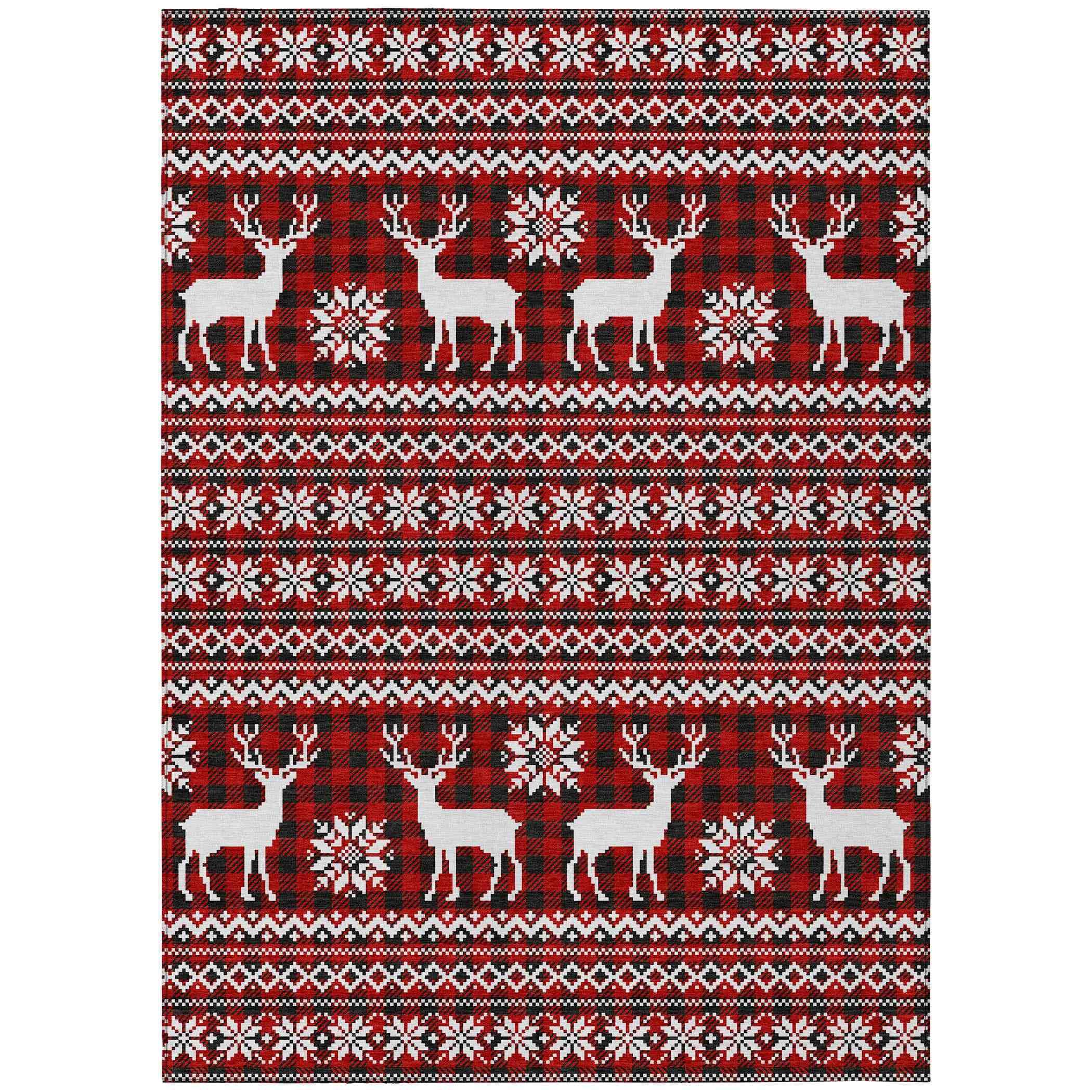 Addison Rugs Quaas Red Washable Indoor-Outdoor Rug