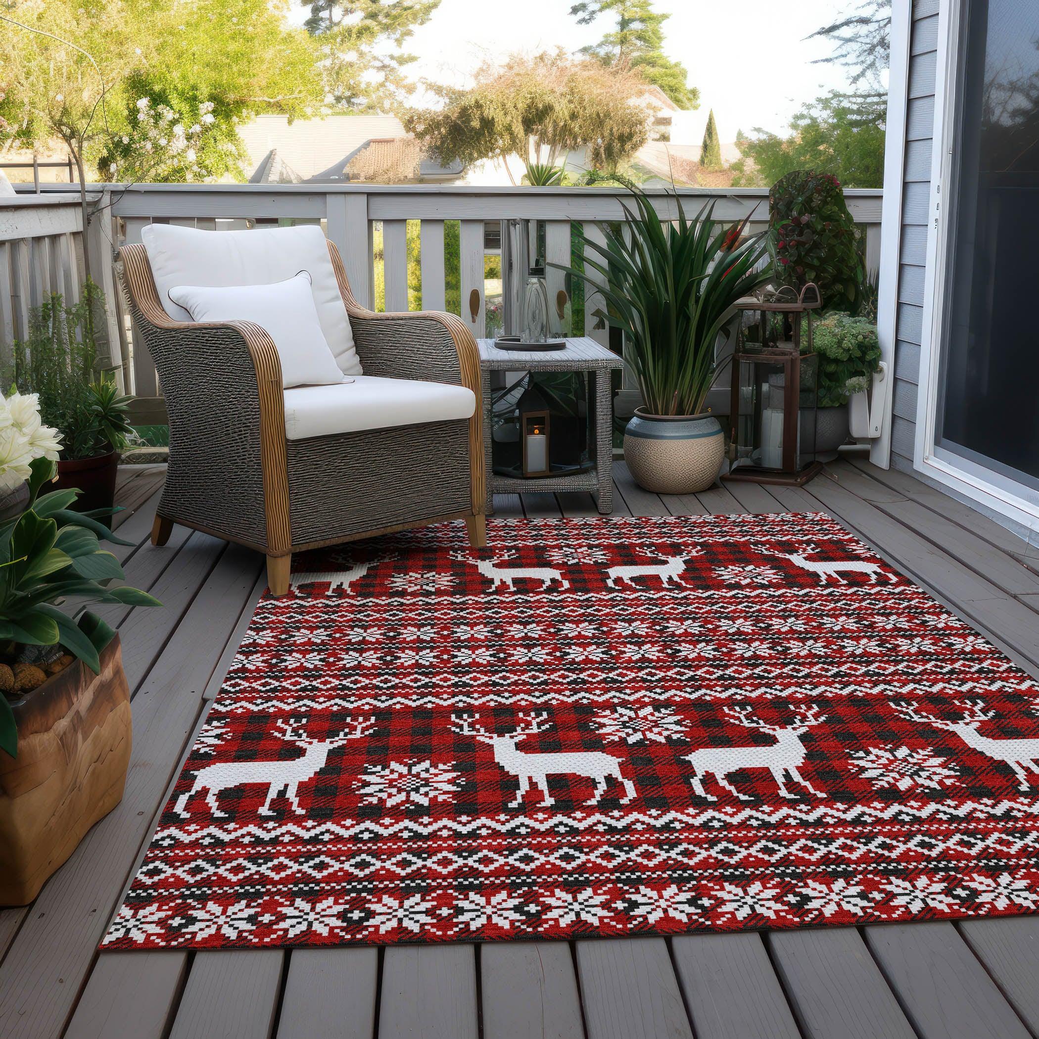 Addison Rugs Quaas Red Washable Indoor-Outdoor Rug