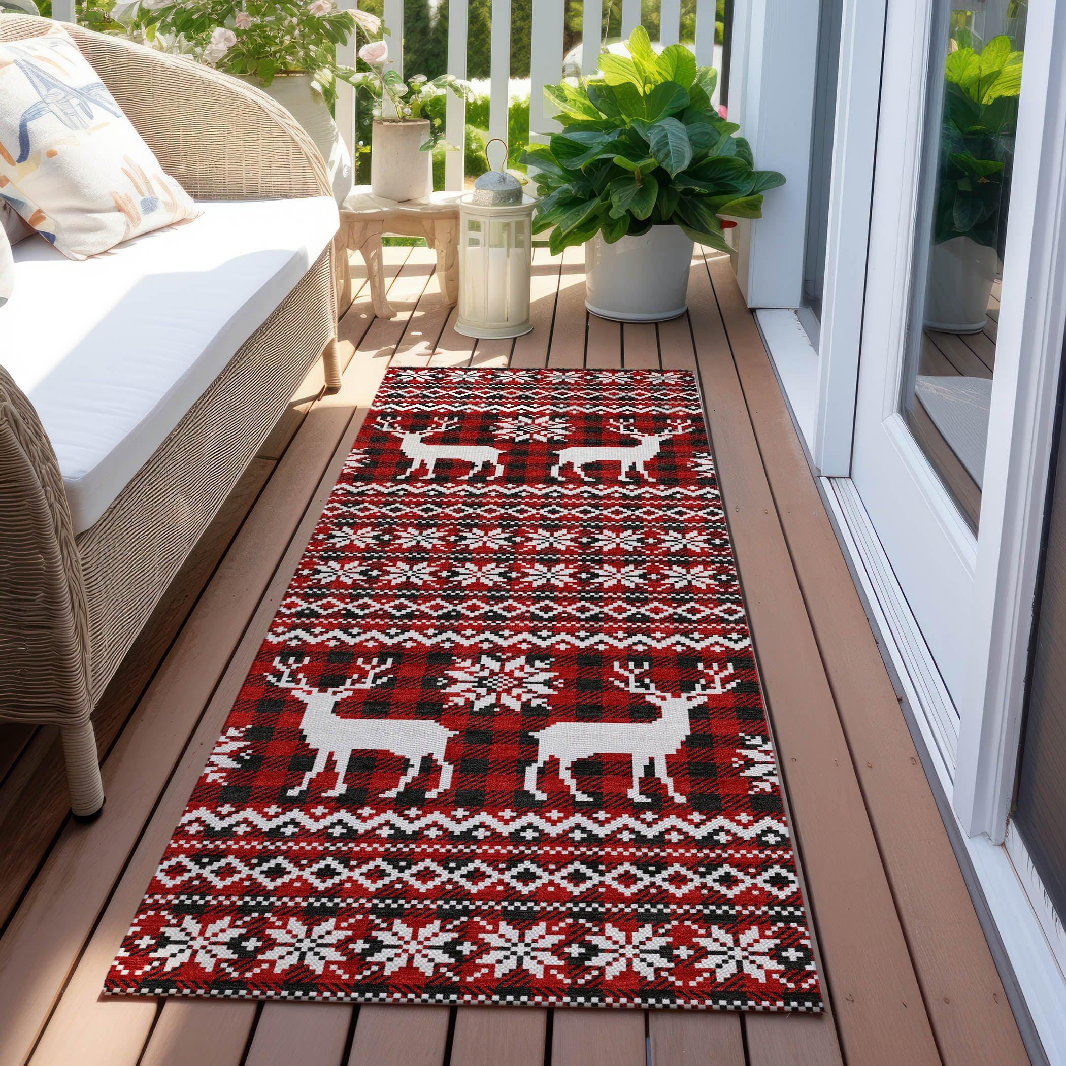 Addison Rugs Quaas Red Washable Indoor-Outdoor Rug