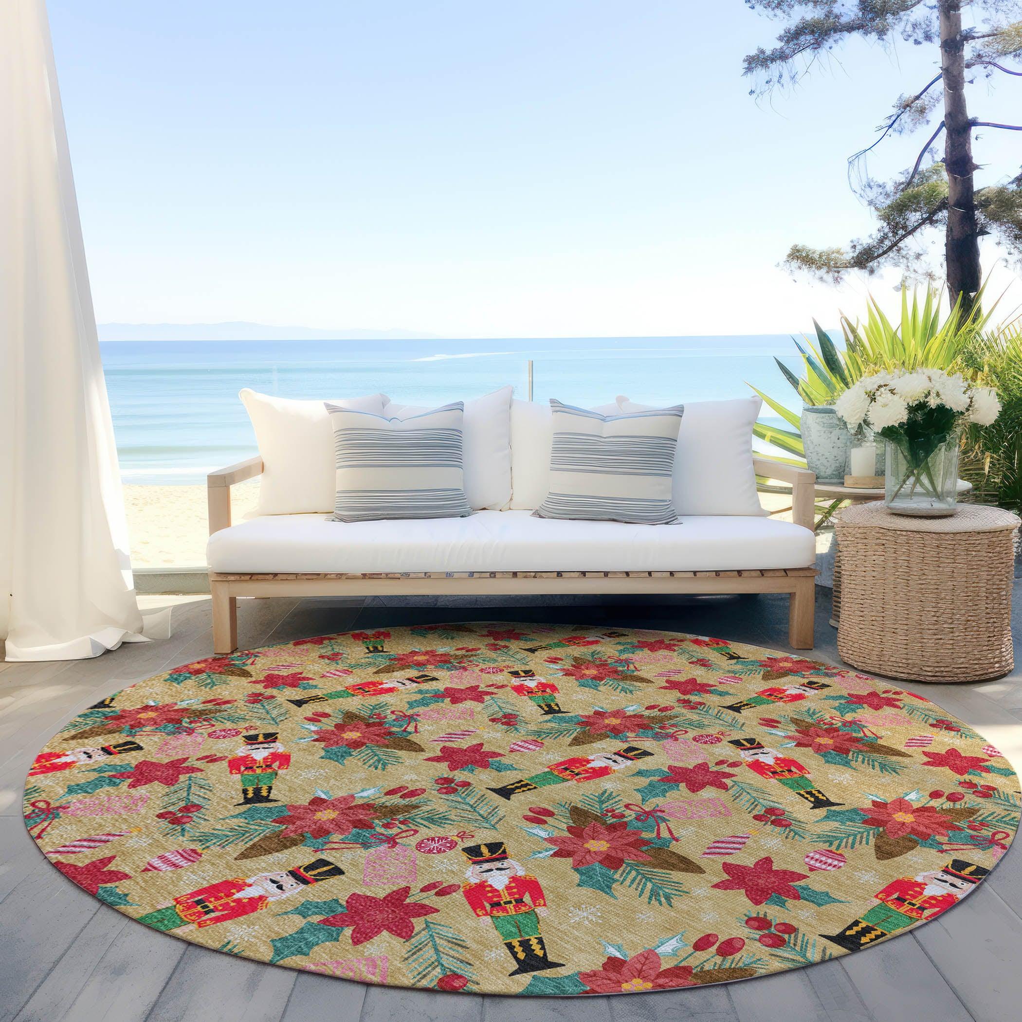 Addison Rugs Quaius Gold Washable Indoor-Outdoor Rug