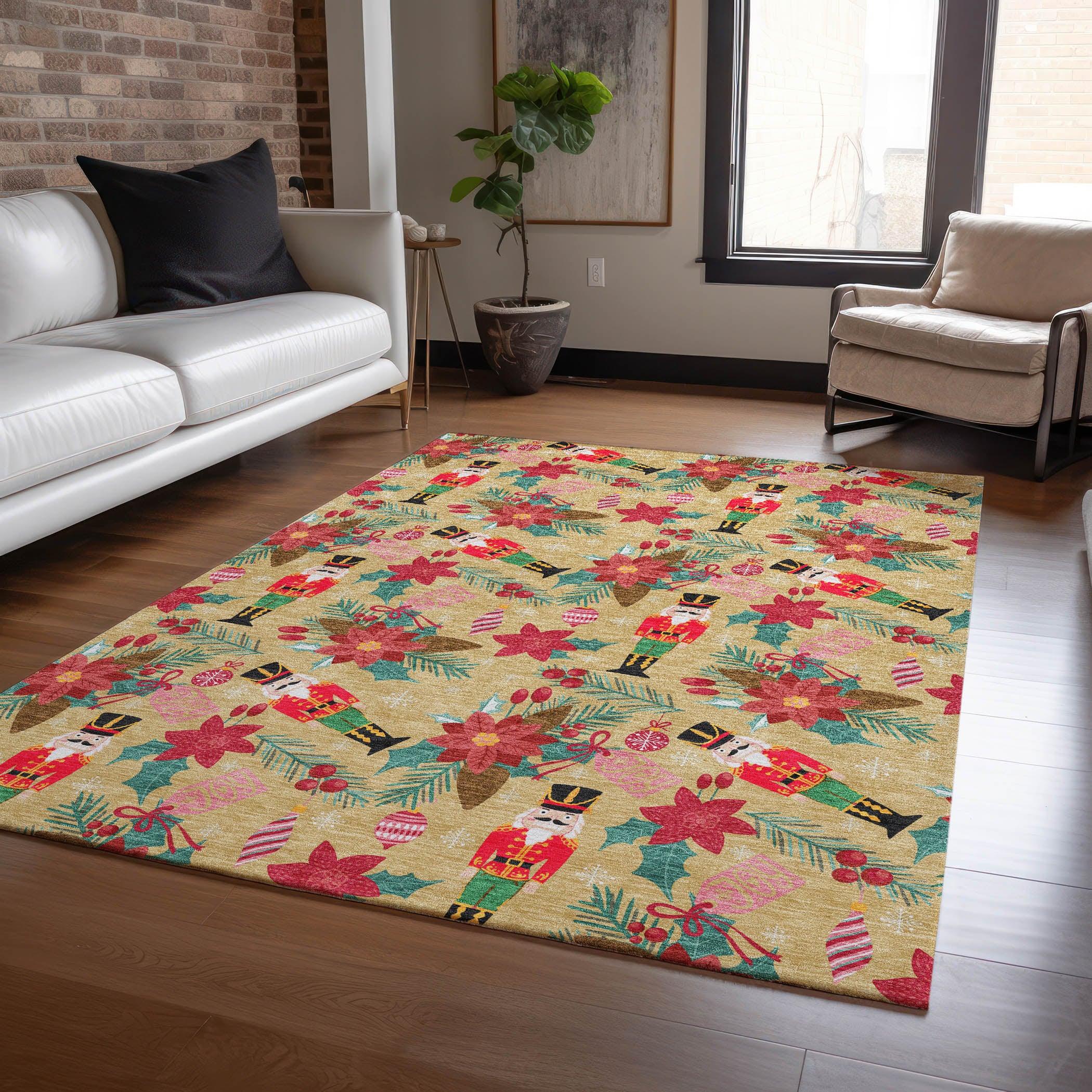 Addison Rugs Quaius Gold Washable Indoor-Outdoor Rug