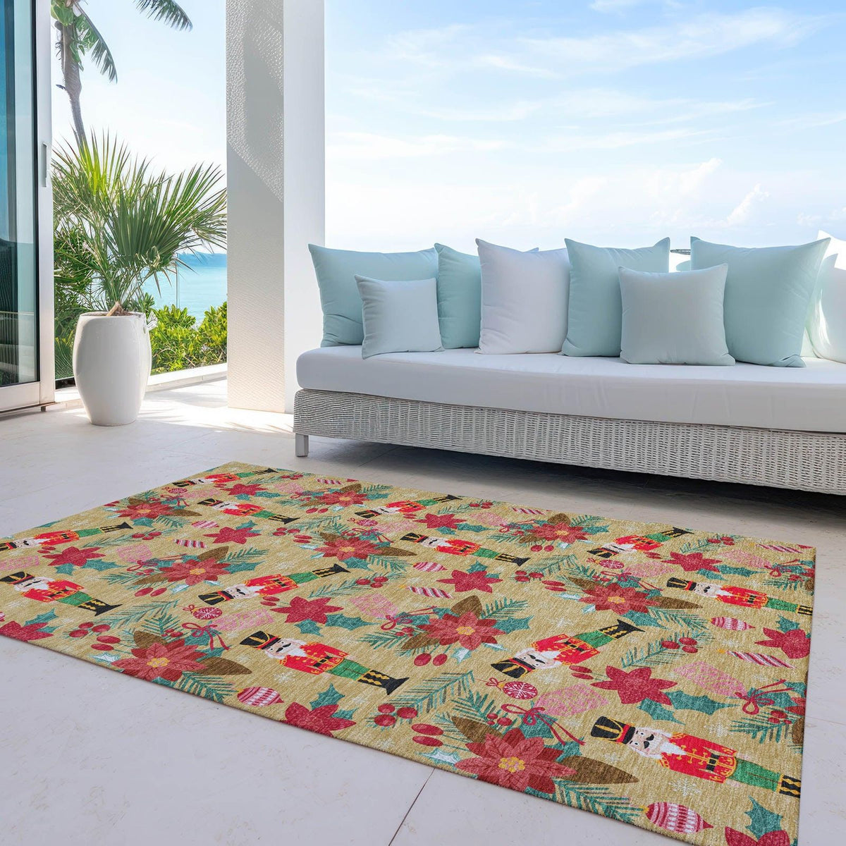 Addison Rugs Quaius Gold Washable Indoor-Outdoor Rug