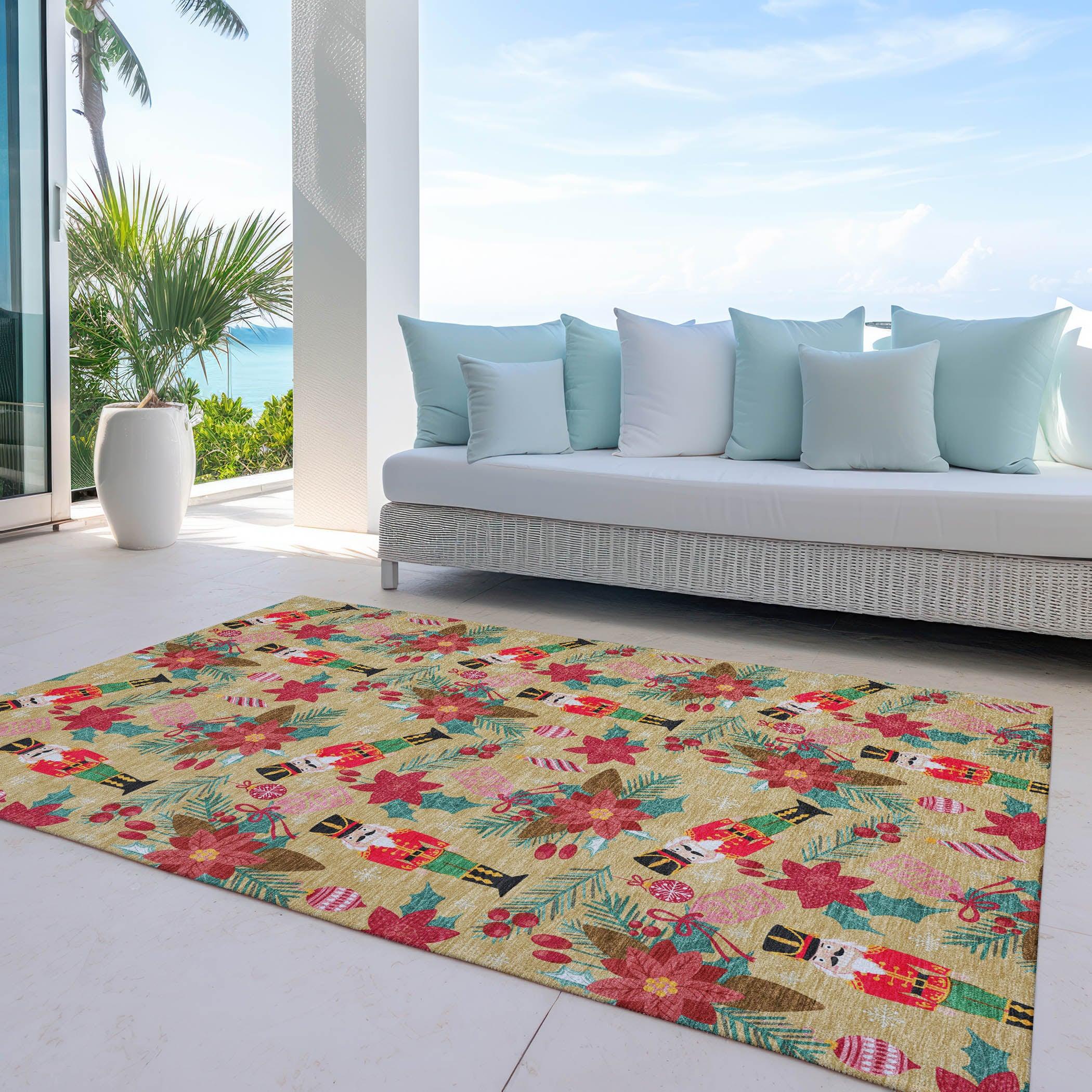 Addison Rugs Quaius Gold Washable Indoor-Outdoor Rug