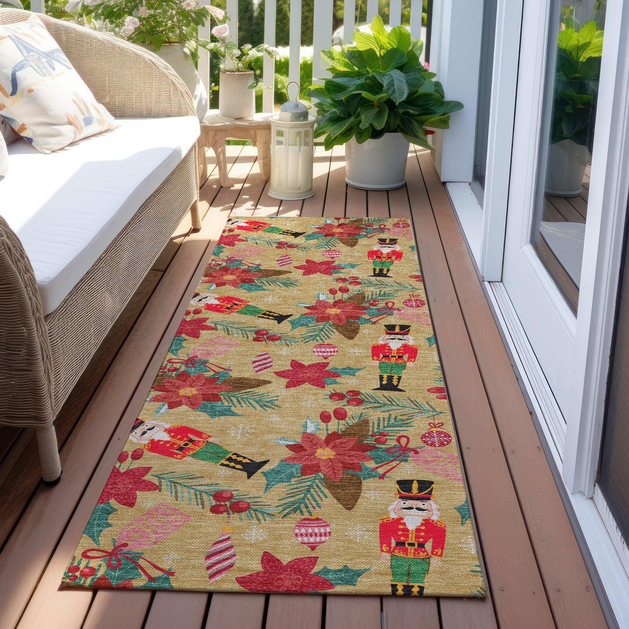 Addison Rugs Quaius Gold Washable Indoor-Outdoor Rug