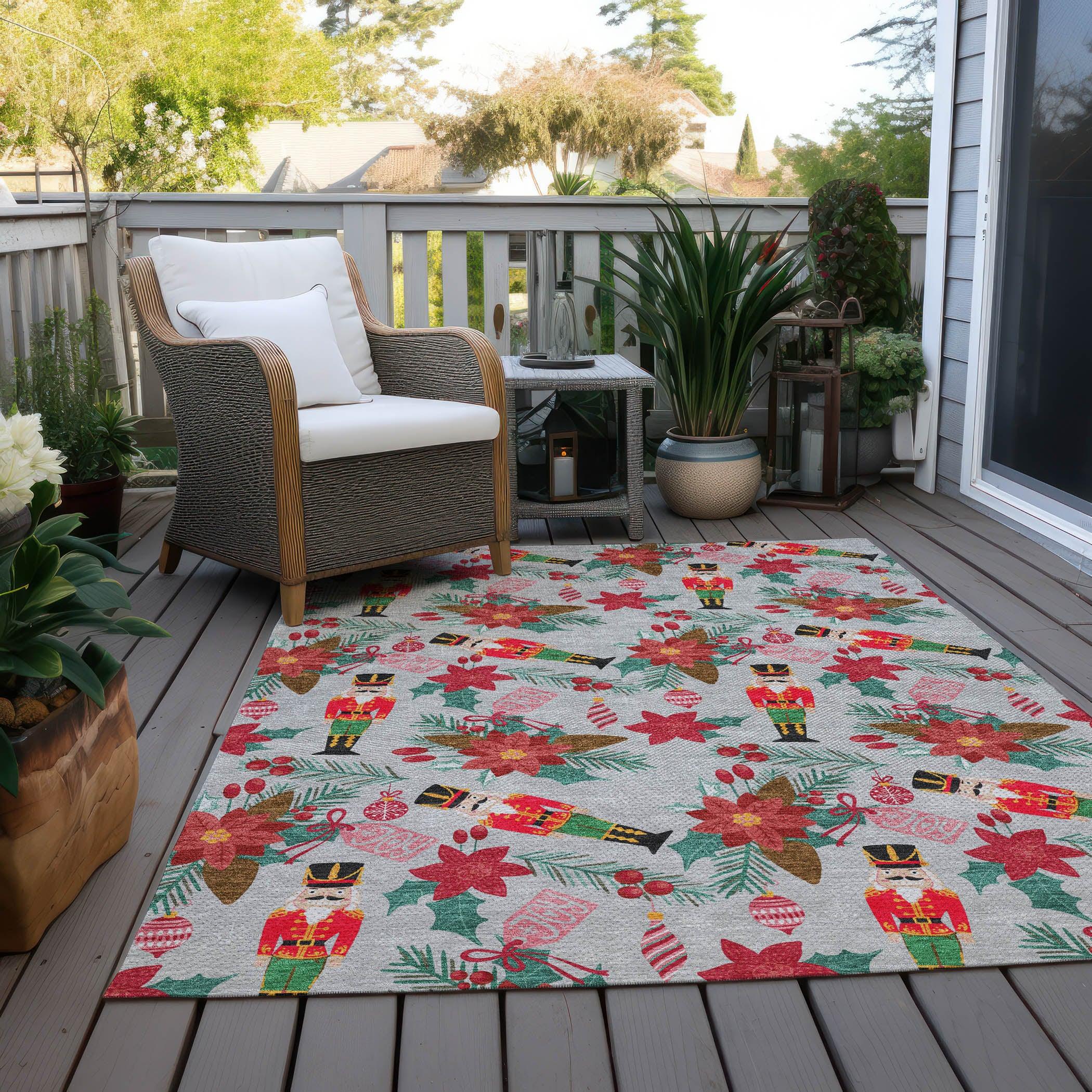 Addison Rugs Quaius Gray Washable Indoor-Outdoor Rug