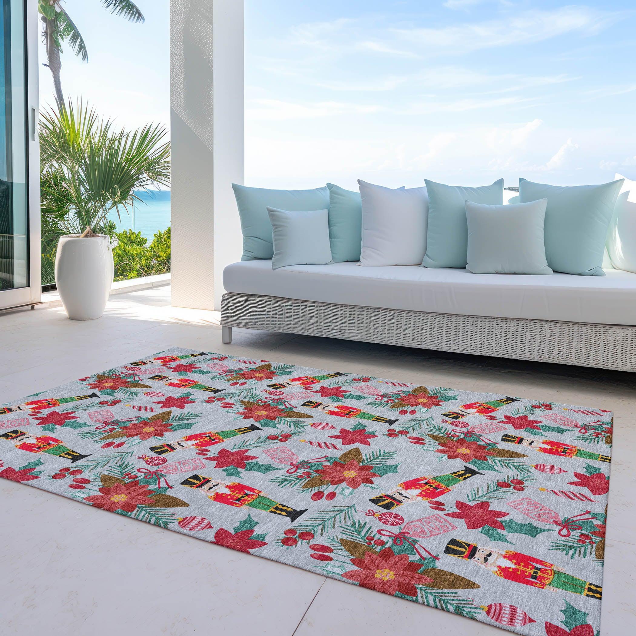 Addison Rugs Quaius Gray Washable Indoor-Outdoor Rug